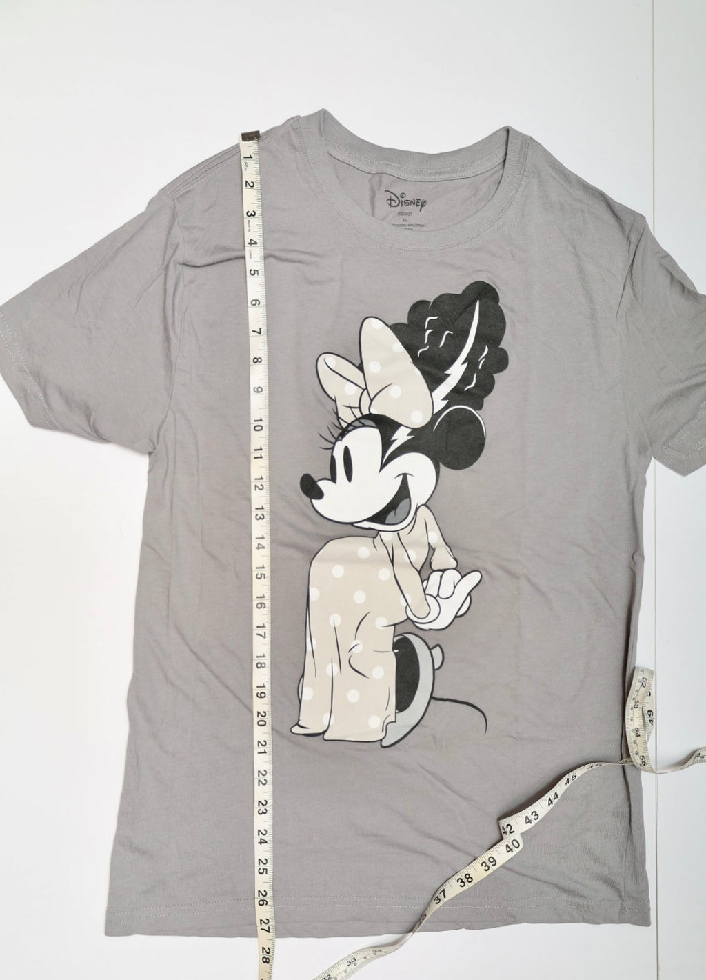 Disney Minnie Mouse Bride of Frankenstein Halloween Graphic Tee Grey XL