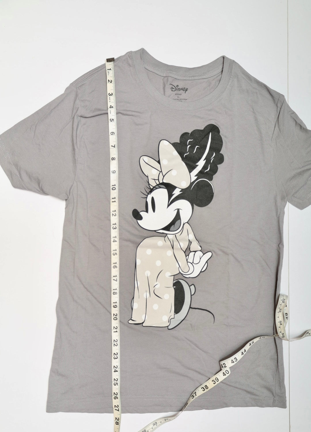 Disney Minnie Mouse Bride of Frankenstein Halloween Graphic Tee Grey XL