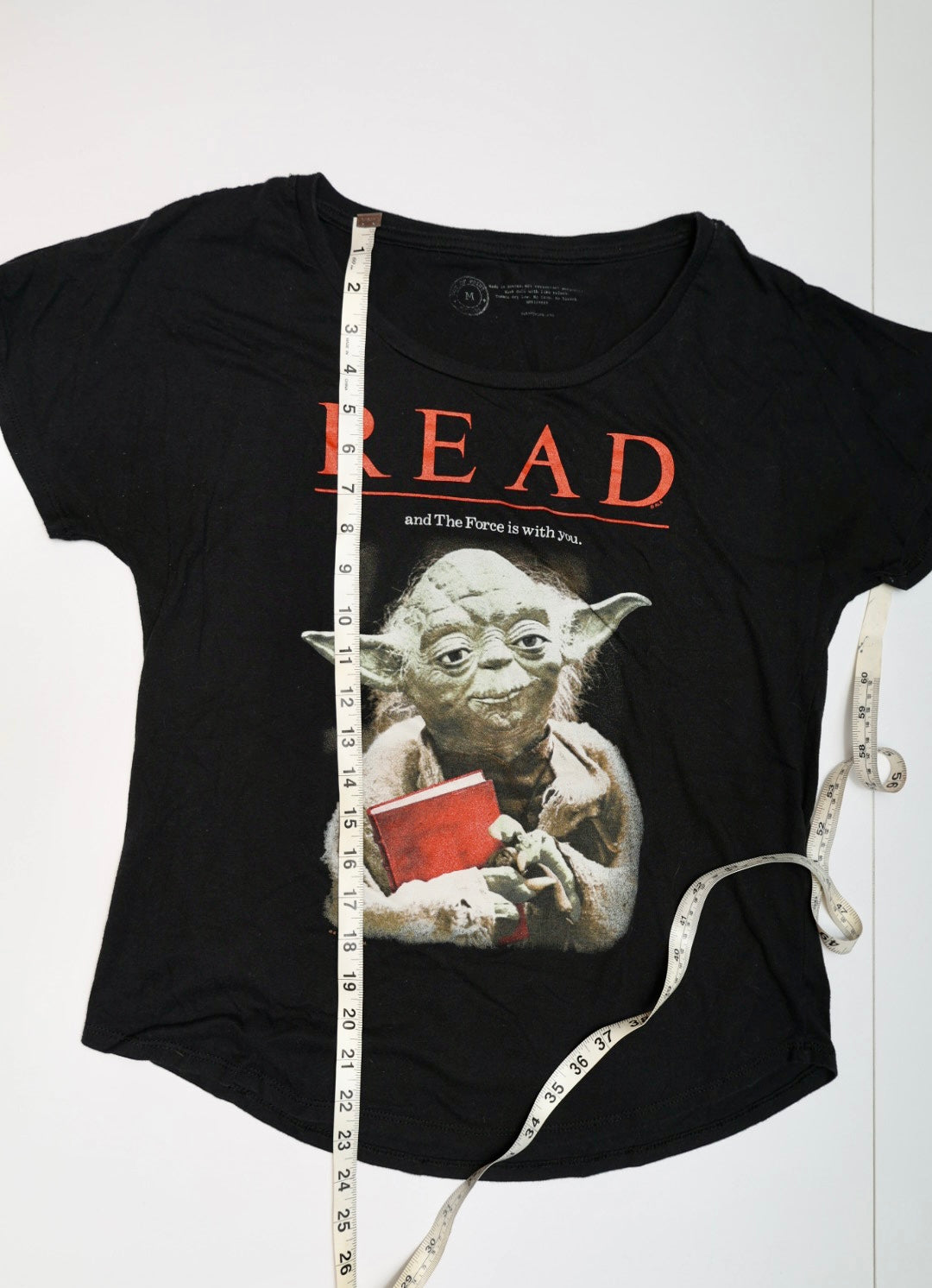 Star Wars Yoda "READ and The Force is with you" Graphic T-Shirt - Black, Size M