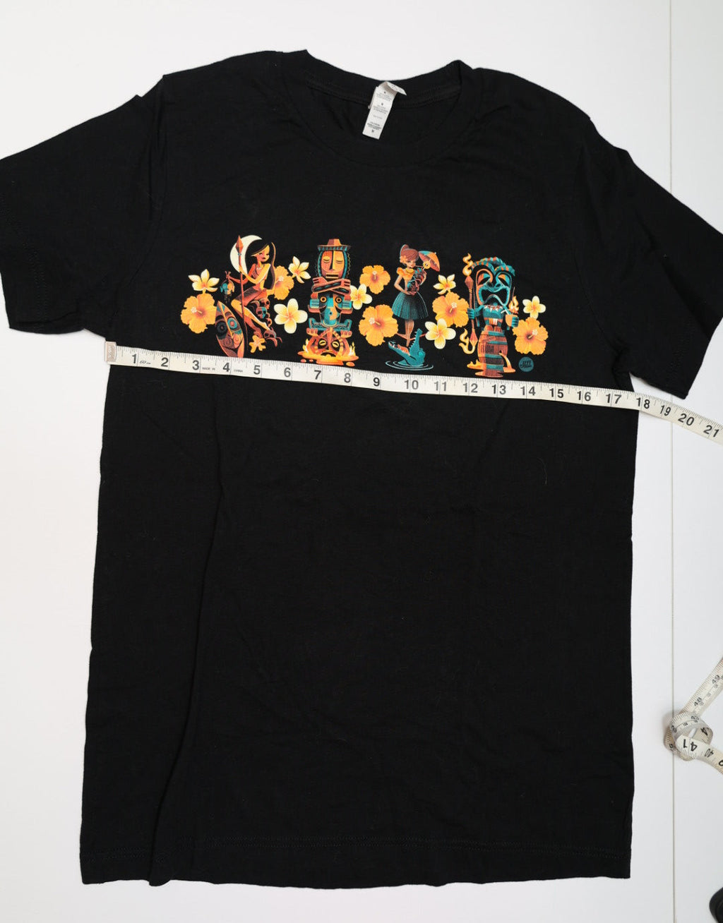 Vibrant Tiki Culture Graphic Tee - Bella+Canvas Black T-Shirt - Size M