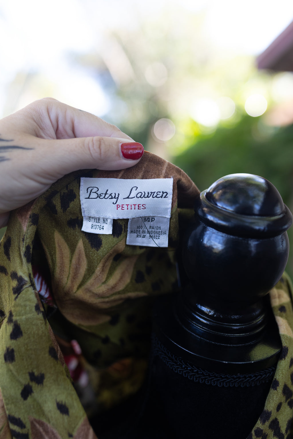 VTG 90s Betsy Lauren Leopard & Tropical Floral Rayon Button-Front Dress - Petite 14