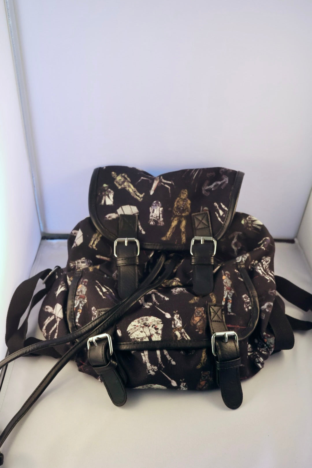 Vintage Star Wars Canvas Rucksack Backpack Allover Character Print Drawstring Buckle