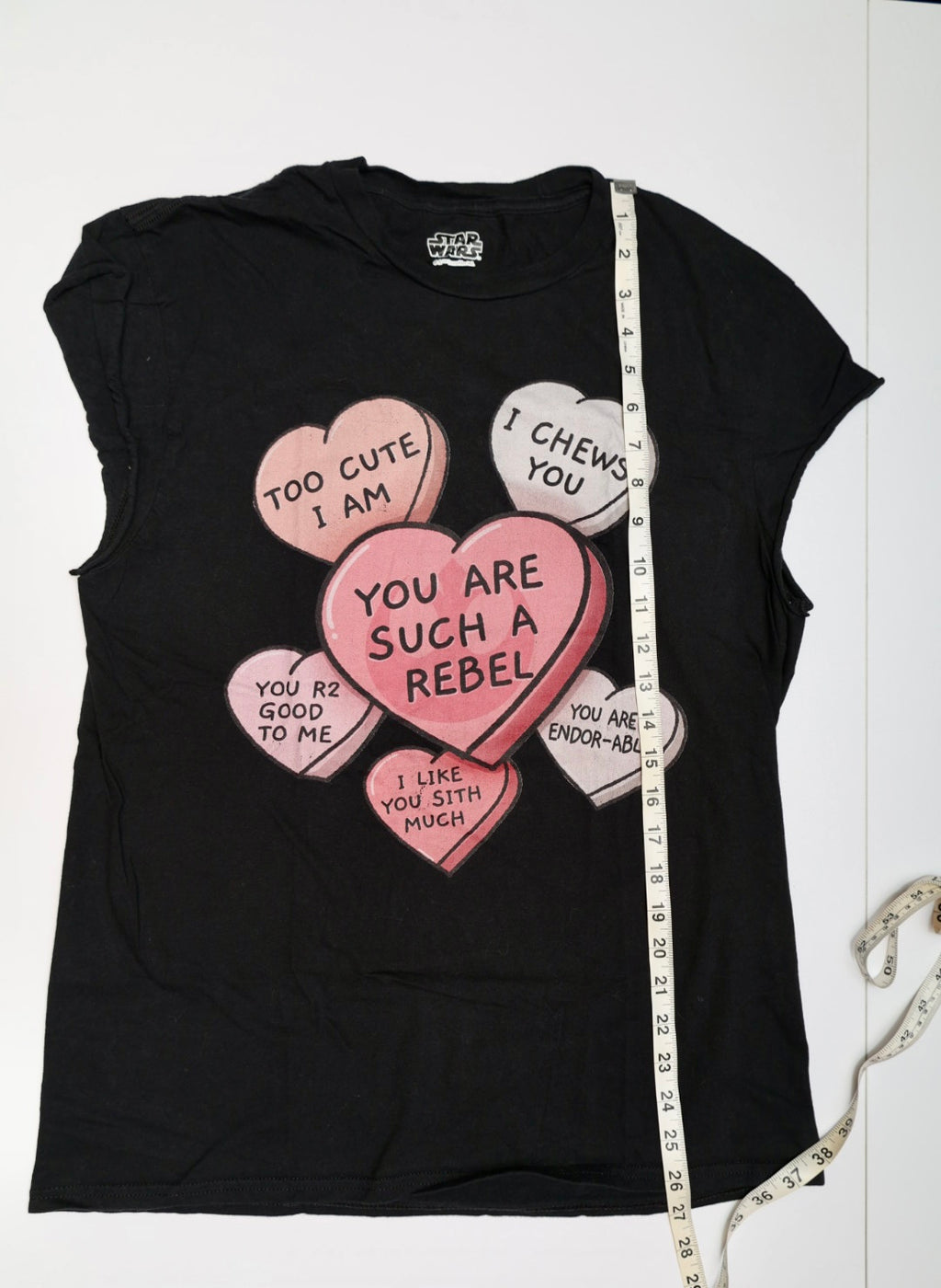 Star Wars Valentine Candy Hearts T-Shirt Black Graphic Tee Small / Medium