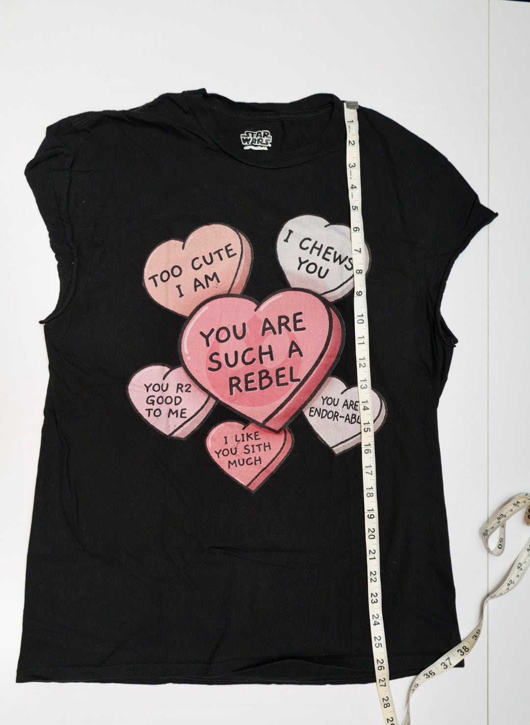 Star Wars Valentine Candy Hearts T-Shirt Black Graphic Tee Small / Medium