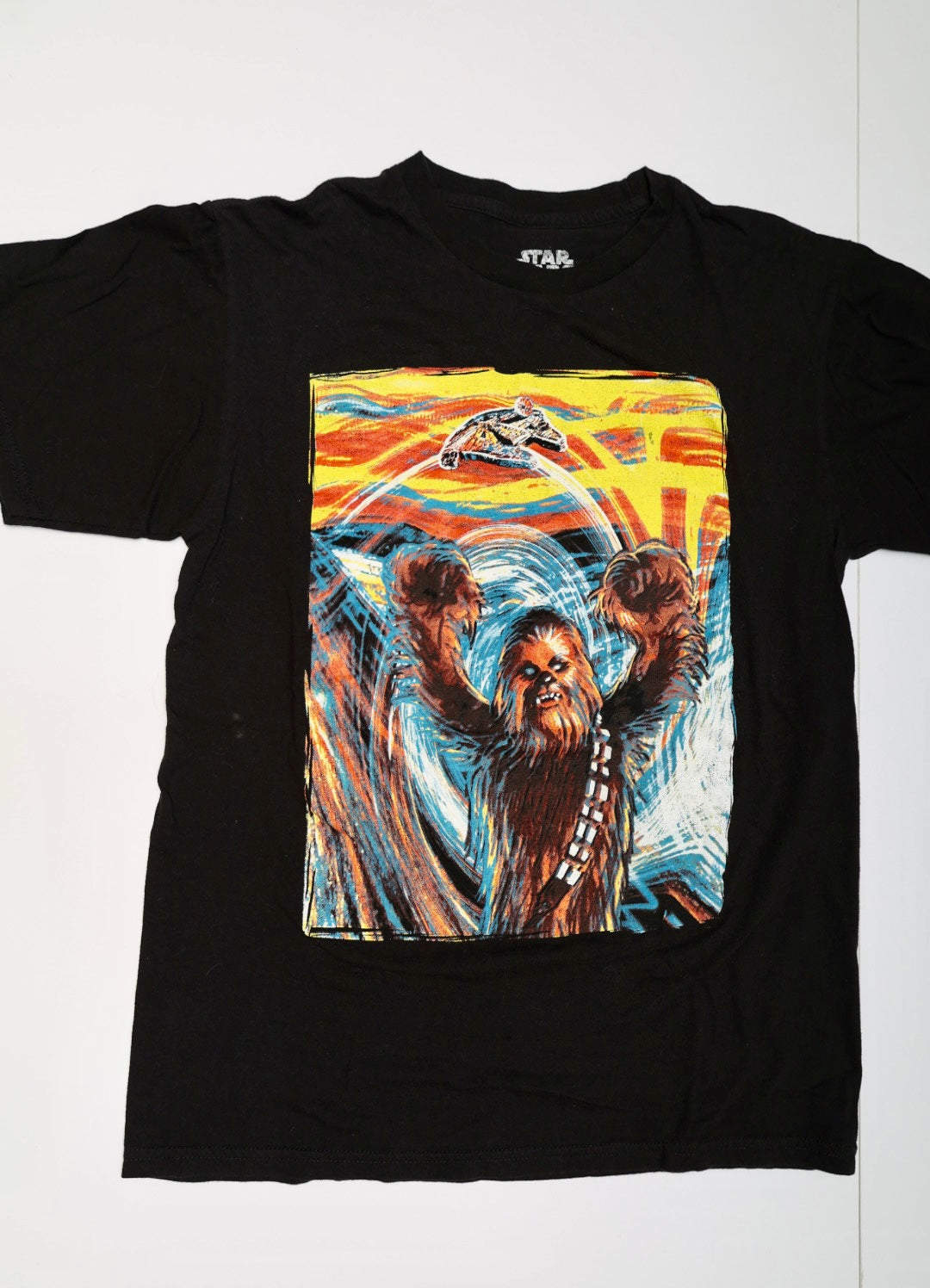 Star Wars Mad Engine Chewbacca "The Scream" Parody Graphic T-Shirt - Black, Size M