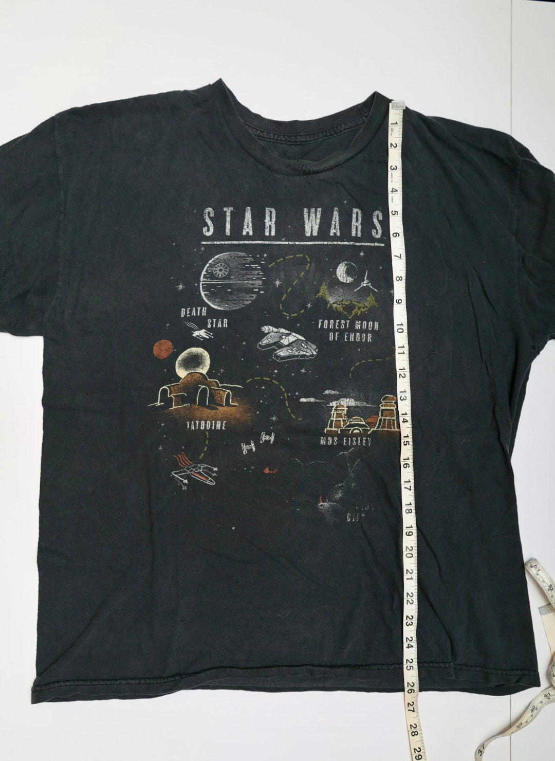 Star Wars Graphic T-Shirt | Black, Size Large | Map Design