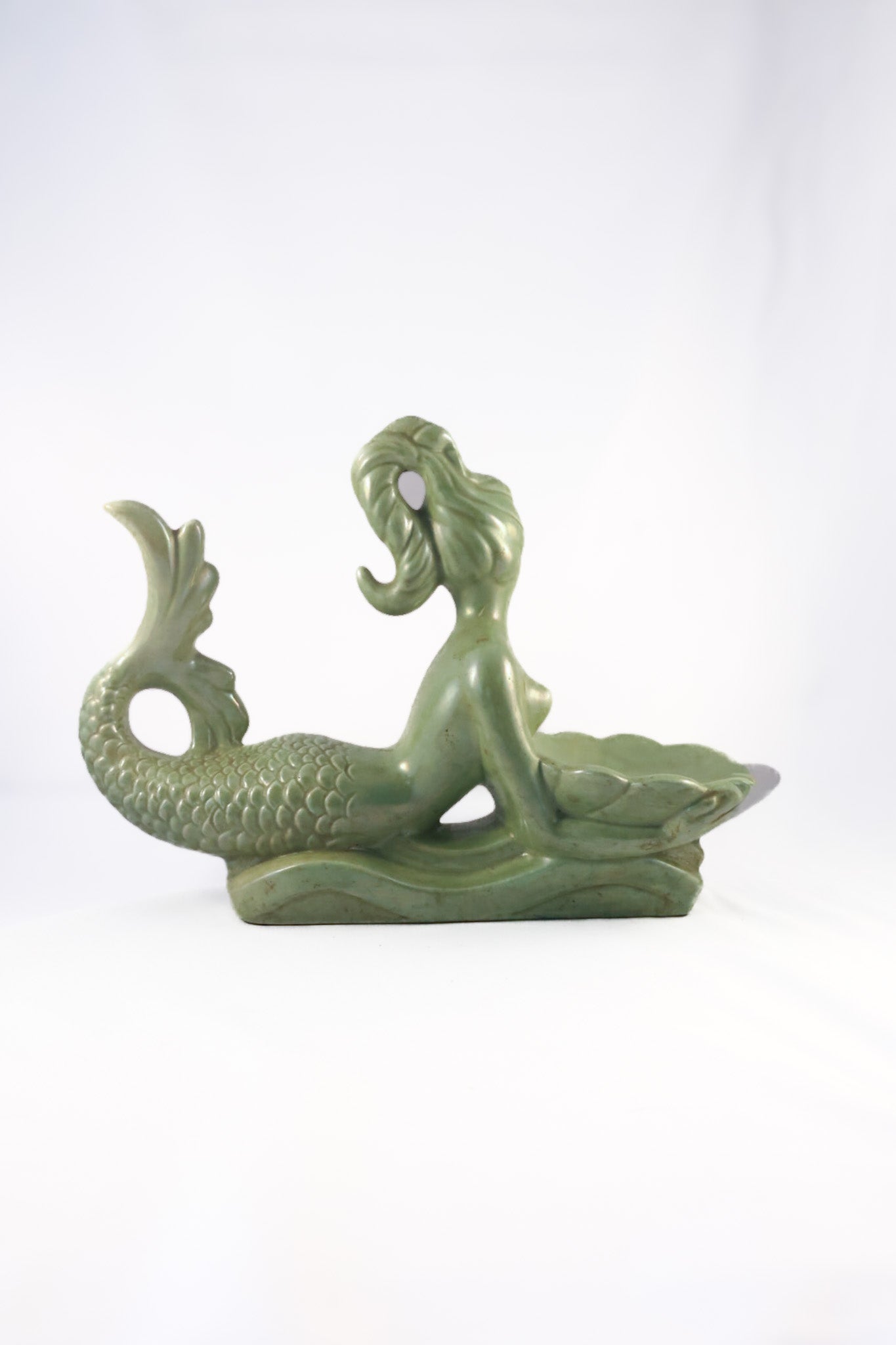 Vintage Mid Century Ceramic Mermaid Planter