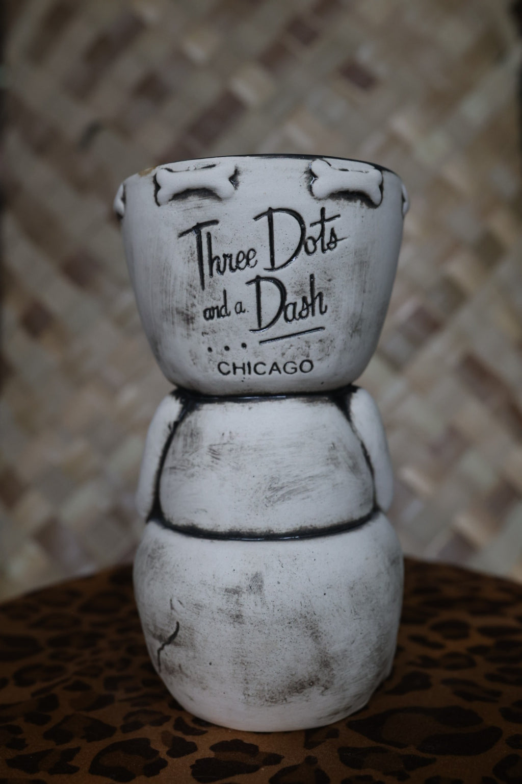 Tiki Mug Skully Totem Three Dots and a Dash Chicago Tiki Farm Flounder New