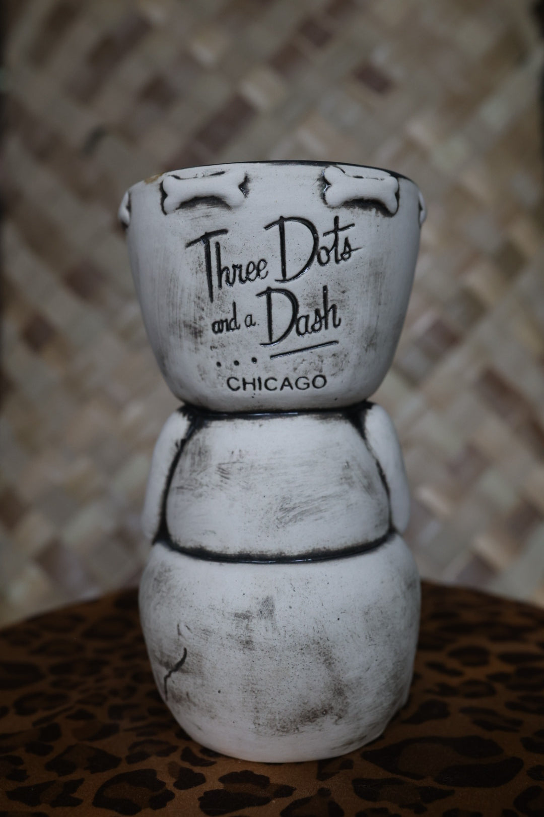 Tiki Mug Skully Totem Three Dots and a Dash Chicago Tiki Farm Flounder New