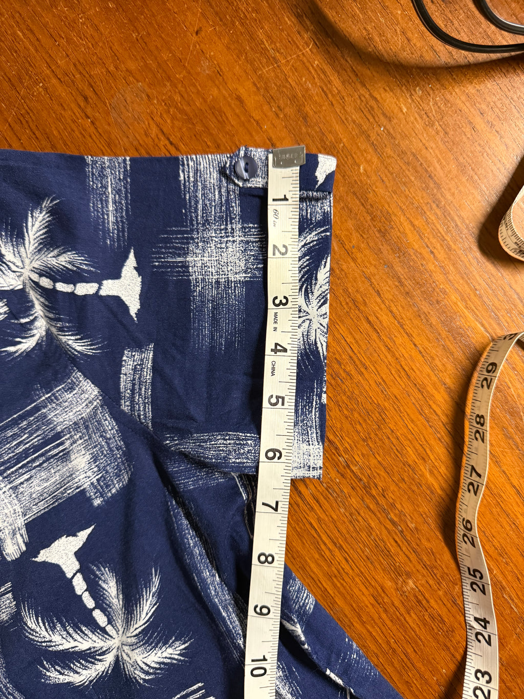SunBay Cottons Petite Tropical Palm Tree Print Shirt - Navy Blue - PM