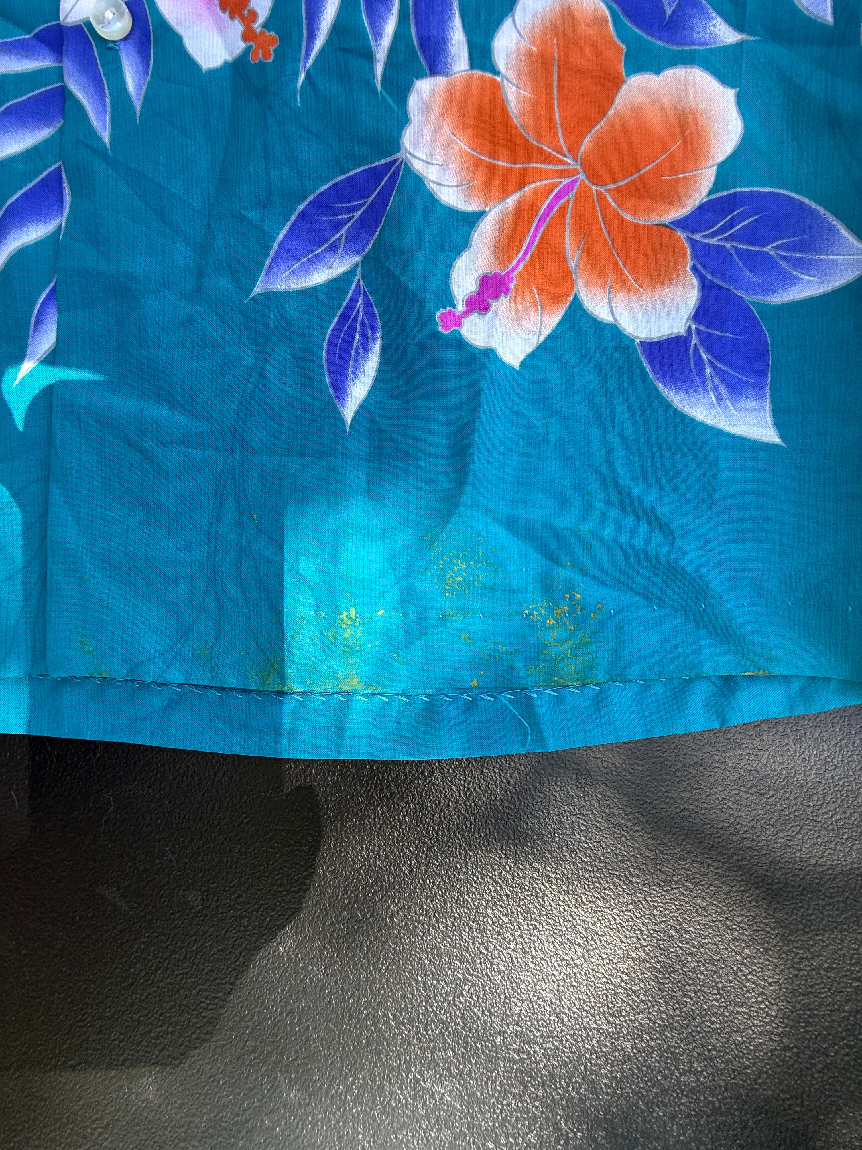 Vintage Aliiolani Casuals Hawaiian Shirt - Teal Hibiscus