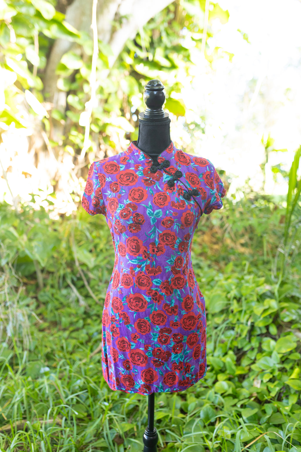 Zara Floral Mandarin Collar Mini Dress - 90s Style