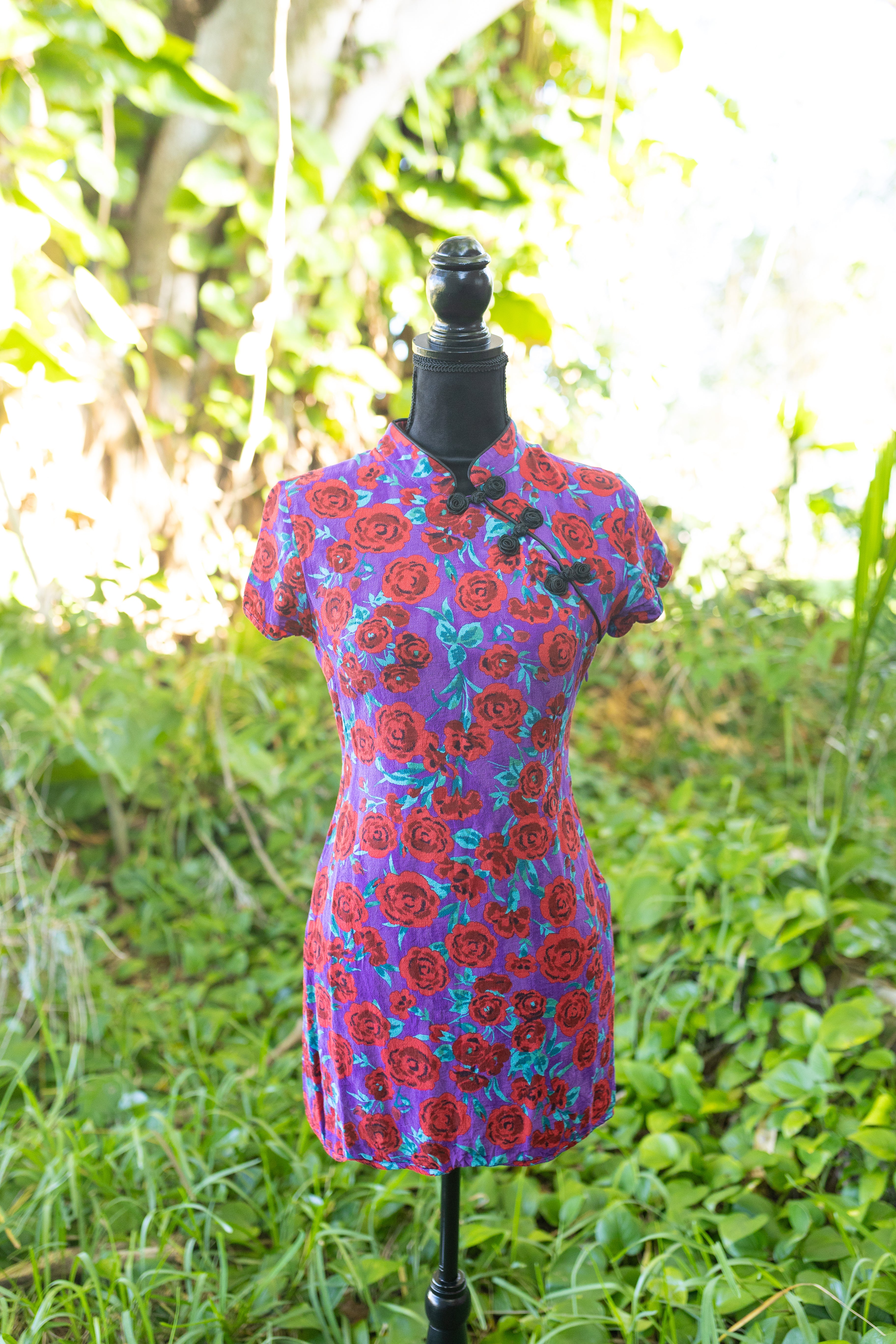 Zara Floral Mandarin Collar Mini Dress - 90s Style