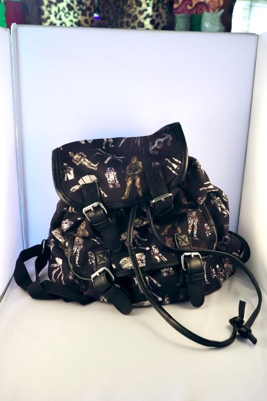 Vintage Star Wars Canvas Rucksack Backpack Allover Character Print Drawstring Buckle