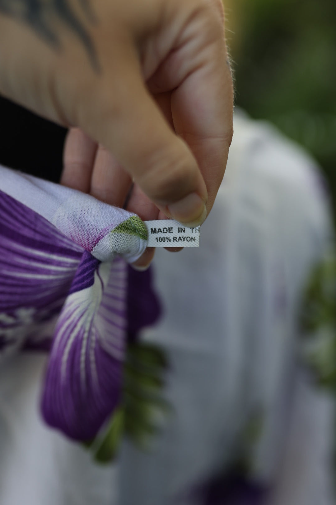 Tropical Hibiscus Rayon Kaftan Tunic - Vibrant Purple & White