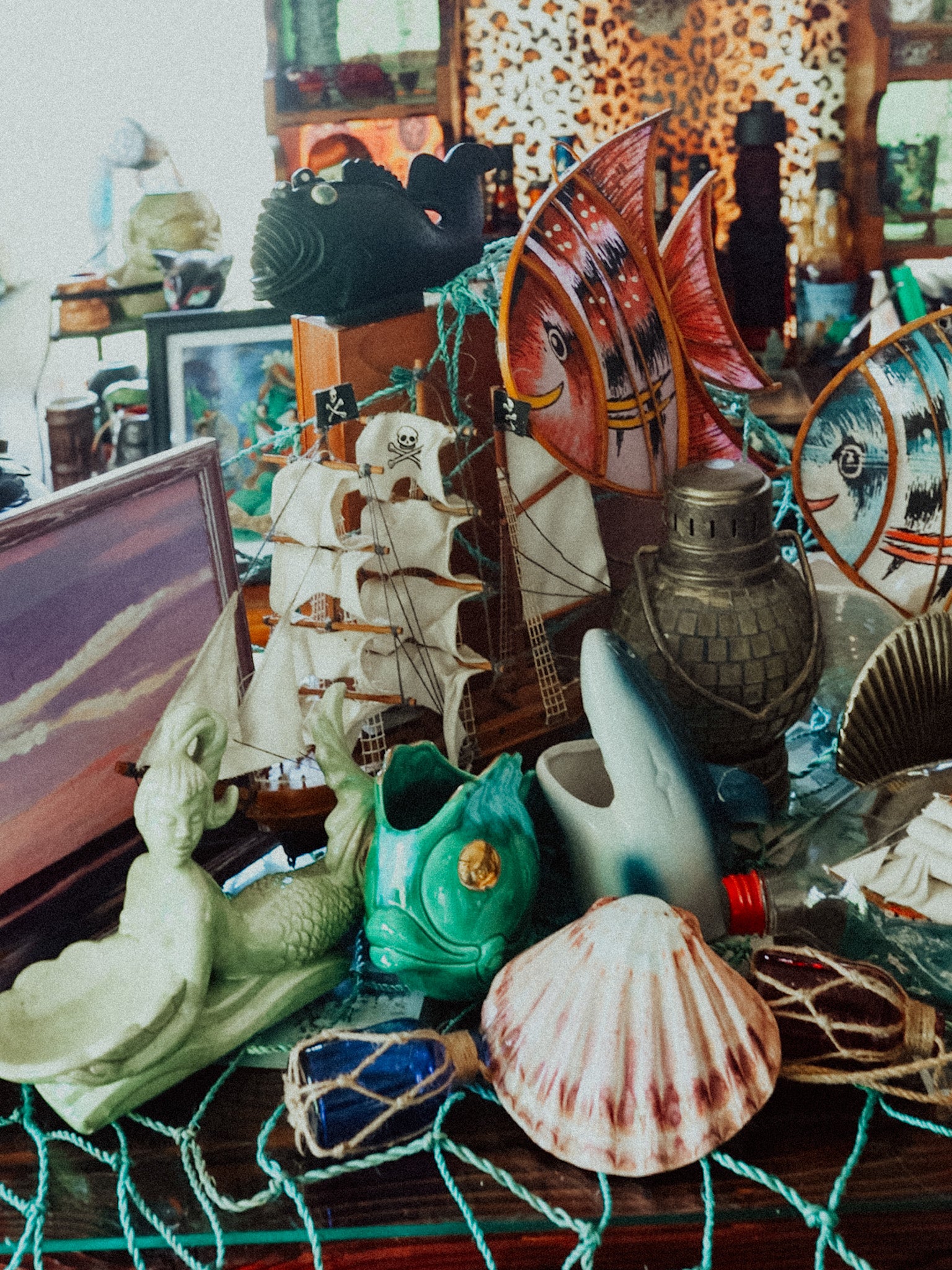 Vintage Wood Pirate Ship Model 🏴‍☠️ MCM Nautical Decor