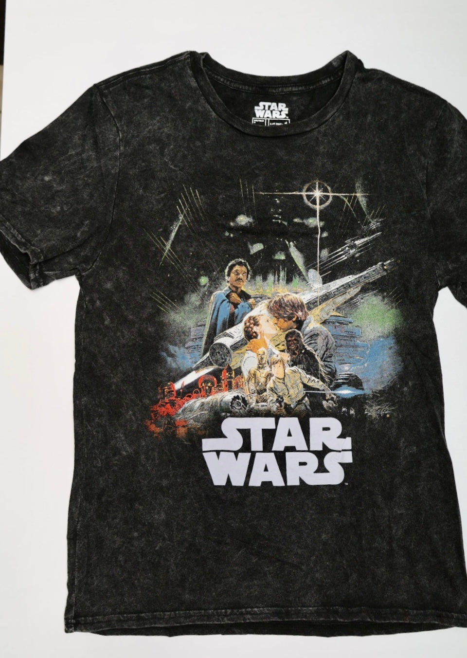 Star Wars Graphic T-Shirt | Men’s Medium | Vintage Acid Wash Gray/Black Classic Poster Art