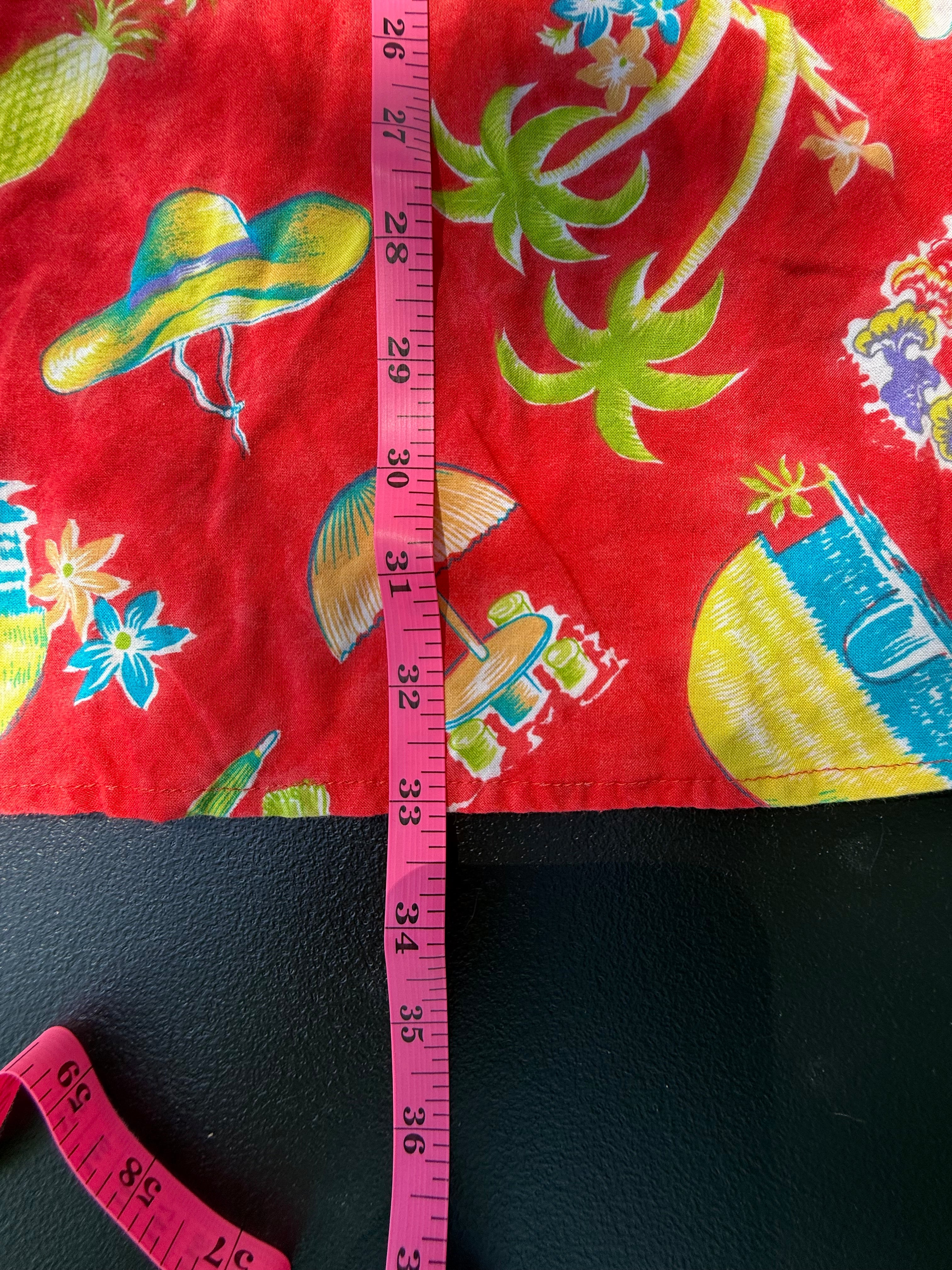 Vintage Island Planet Miami Beach Tropical Hibiscus Rayon Dress – Red/White