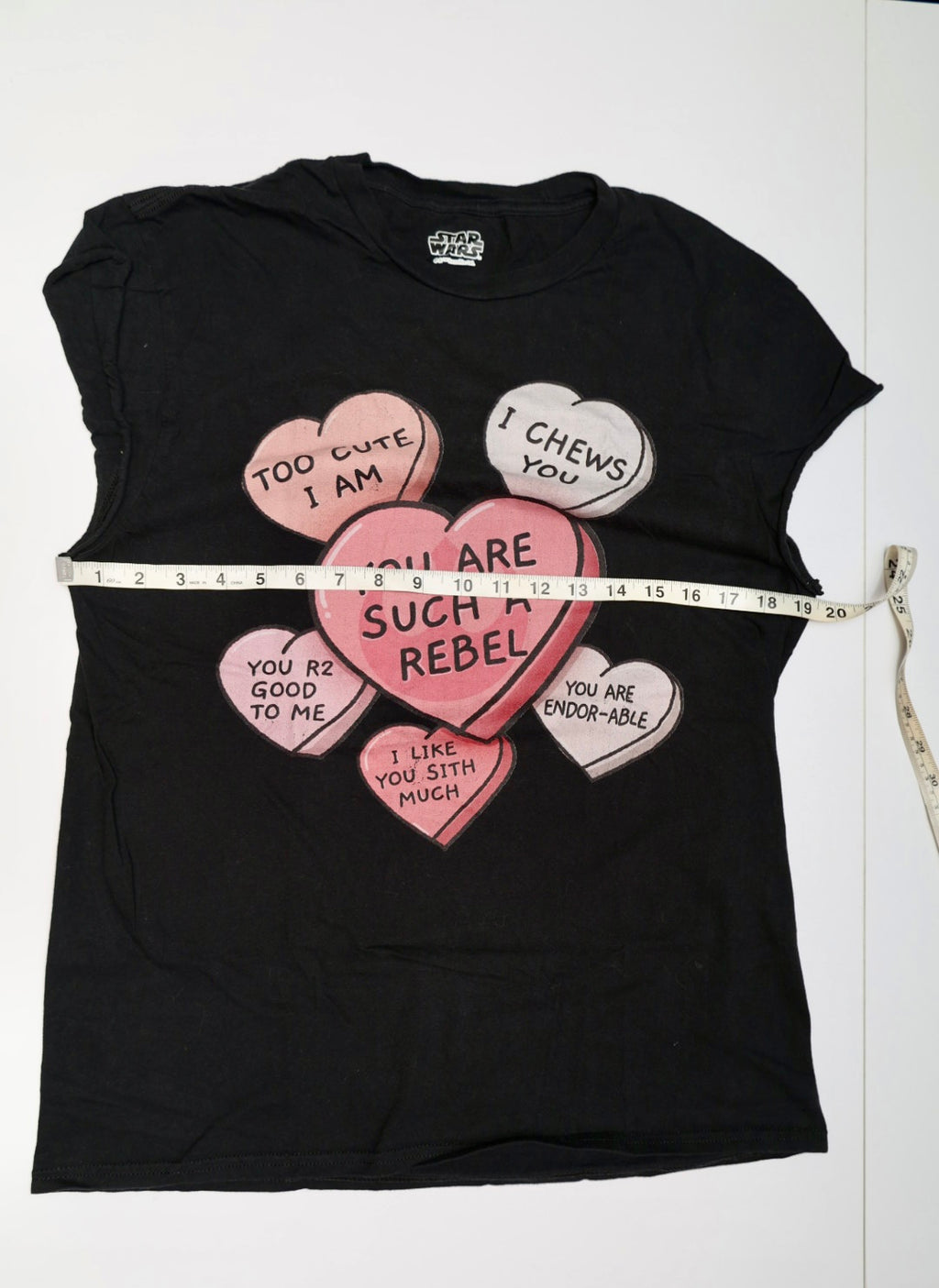 Star Wars Valentine Candy Hearts T-Shirt Black Graphic Tee Small / Medium