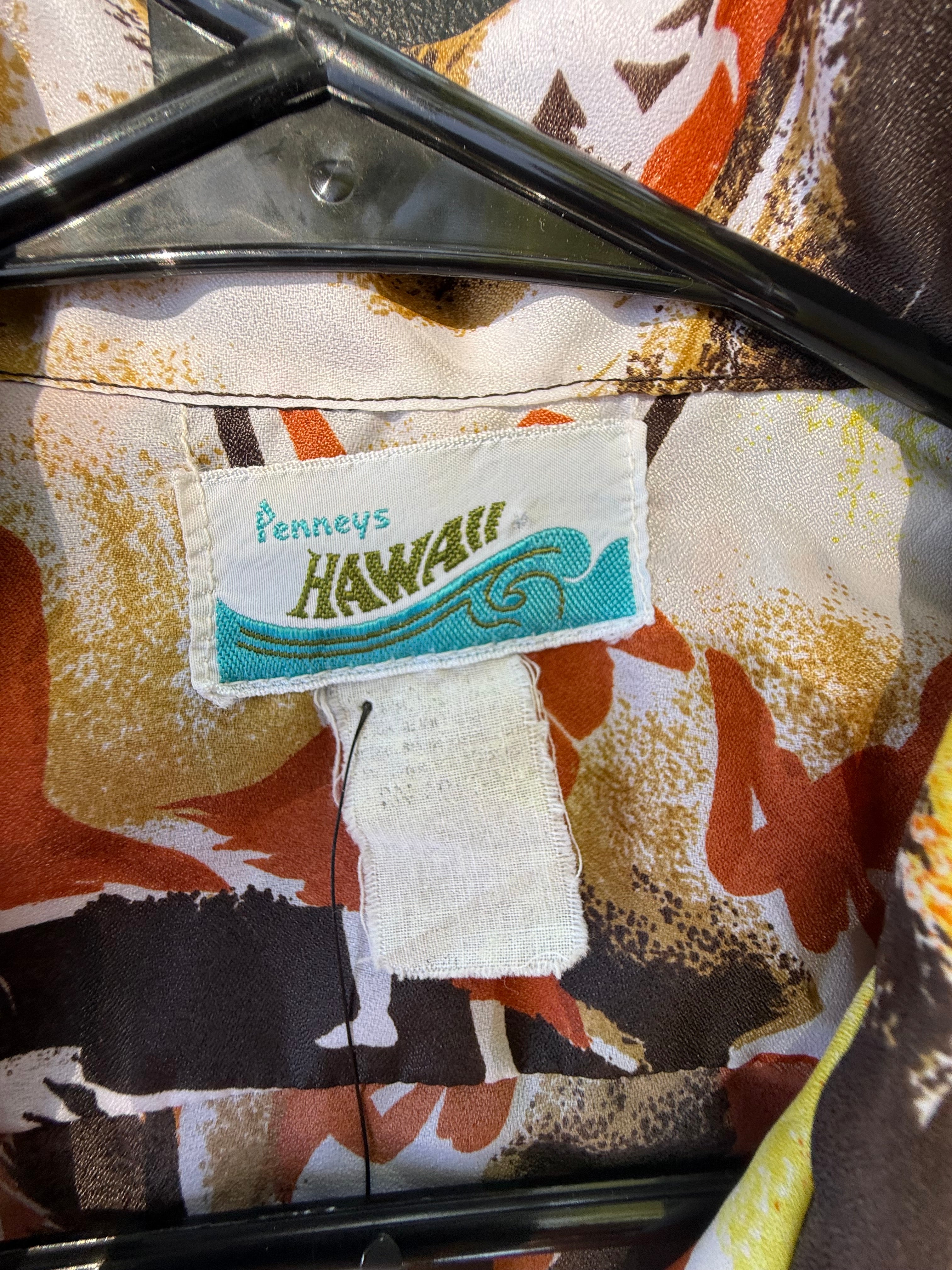 Vintage Penneys HAWAII Surfer Print Button Down Shirt