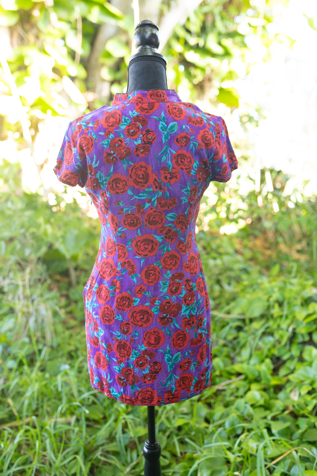 Zara Floral Mandarin Collar Mini Dress - 90s Style