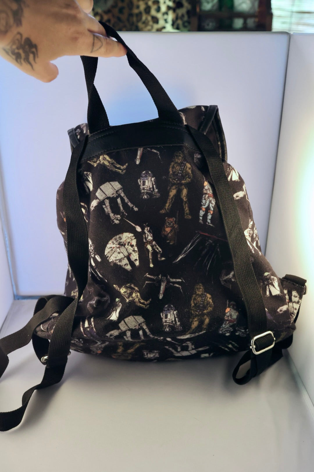 Vintage Star Wars Canvas Rucksack Backpack Allover Character Print Drawstring Buckle