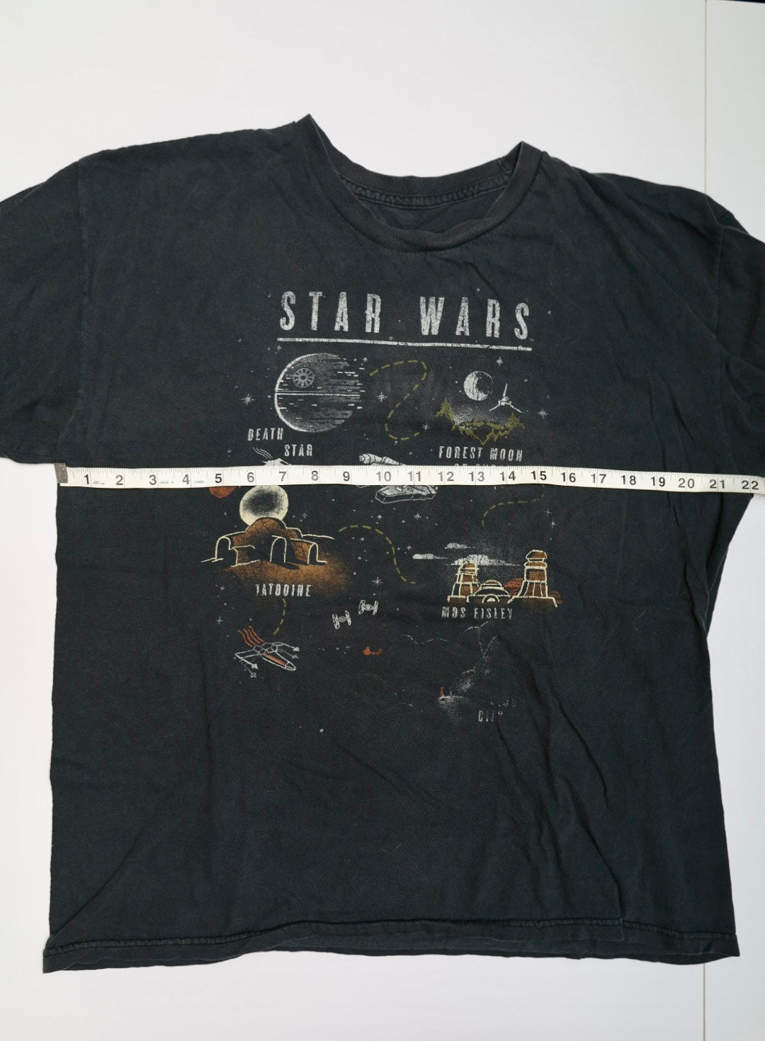 Star Wars Graphic T-Shirt | Black, Size Large | Map Design