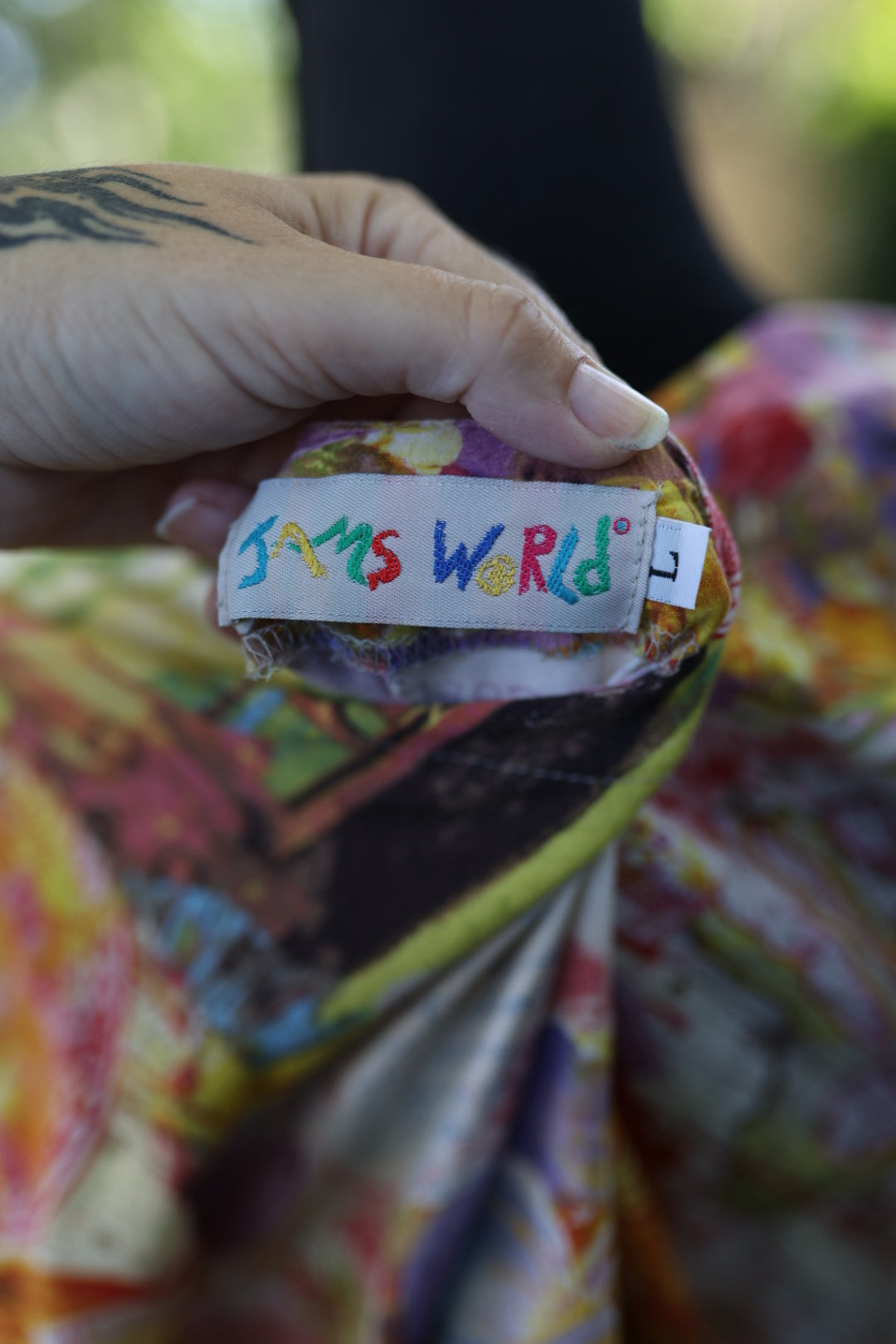 Vintage Jams World "Hattie" Dress | 90s Luggage Label Travel Print | Tiered Ruffle Rayon Midaxi | Size Large