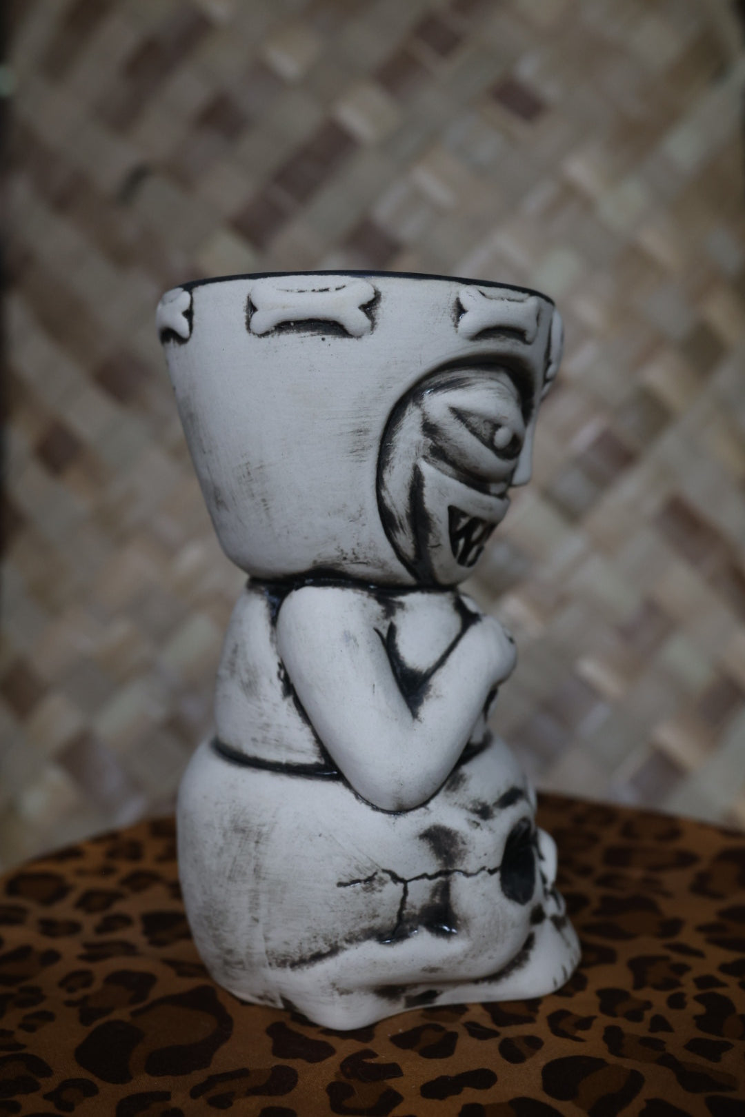 Tiki Mug Skully Totem Three Dots and a Dash Chicago Tiki Farm Flounder New