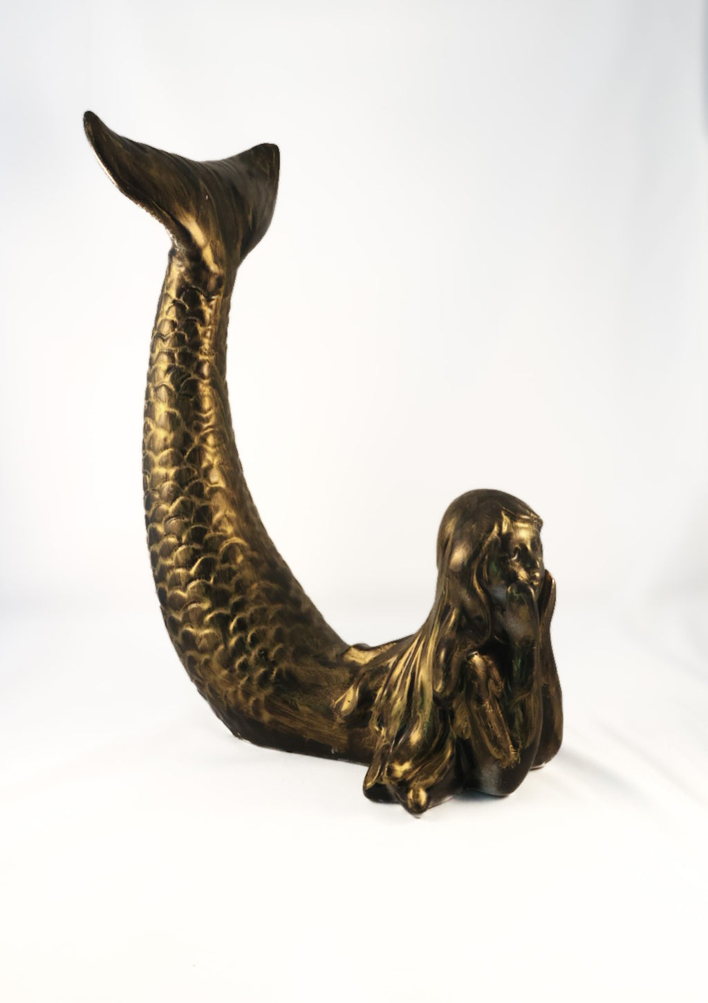 Vintage Mid-Century Style Bronze Finish Mermaid Figurine