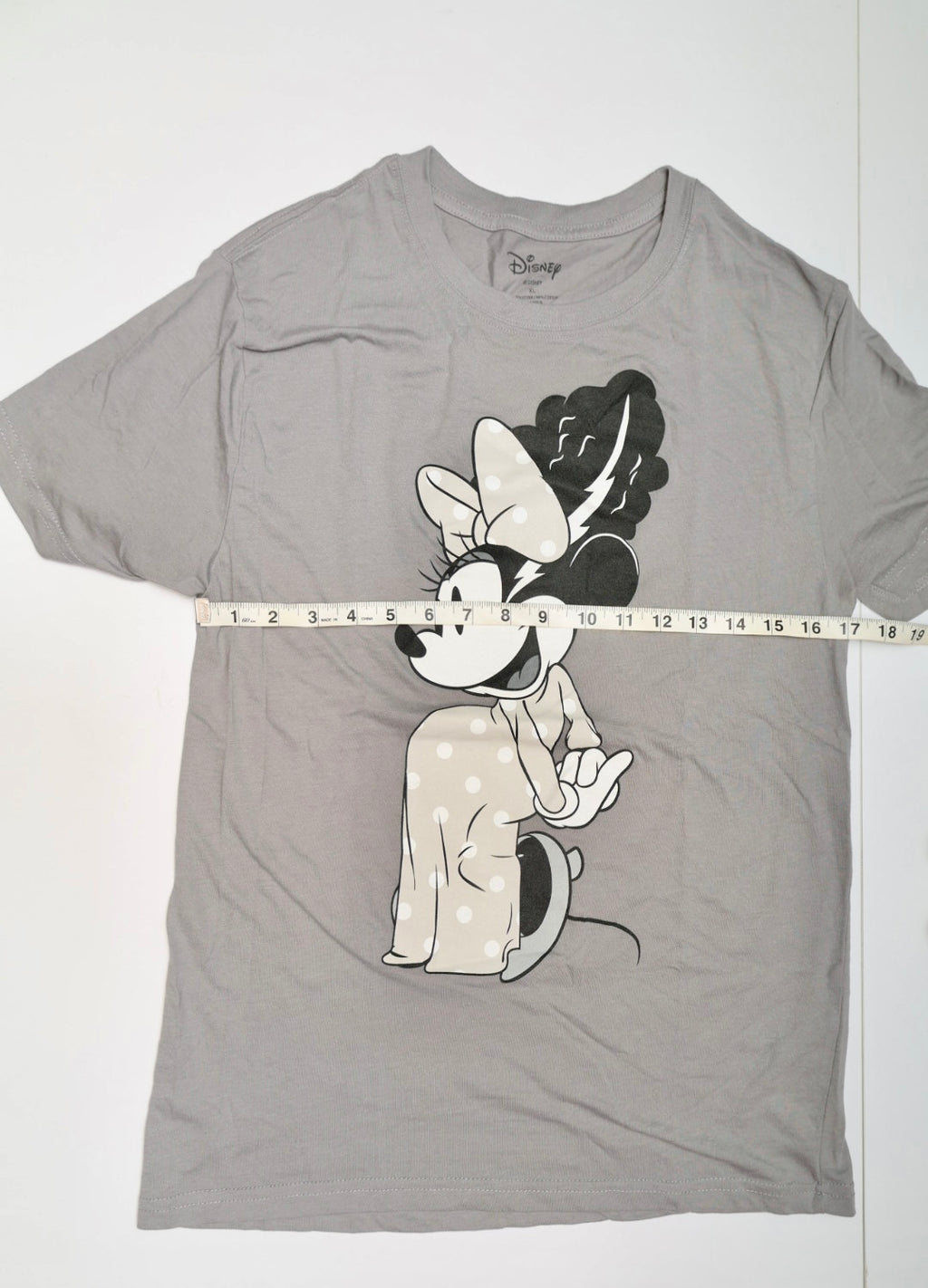Disney Minnie Mouse Bride of Frankenstein Halloween Graphic Tee Grey XL