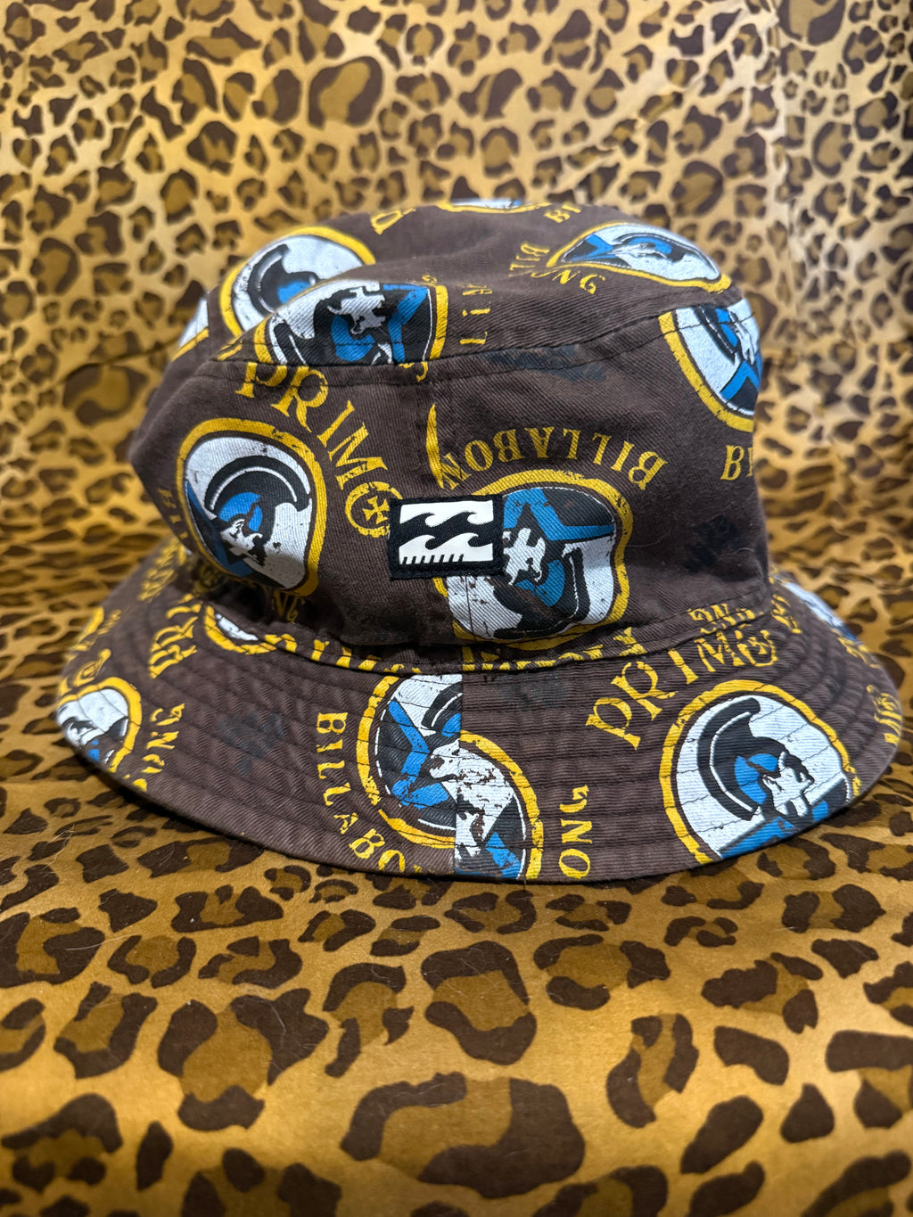 Vintage Billabong x Primo Beer Hawaiian Bucket Hat – Brown All-Over Print (OSFA)