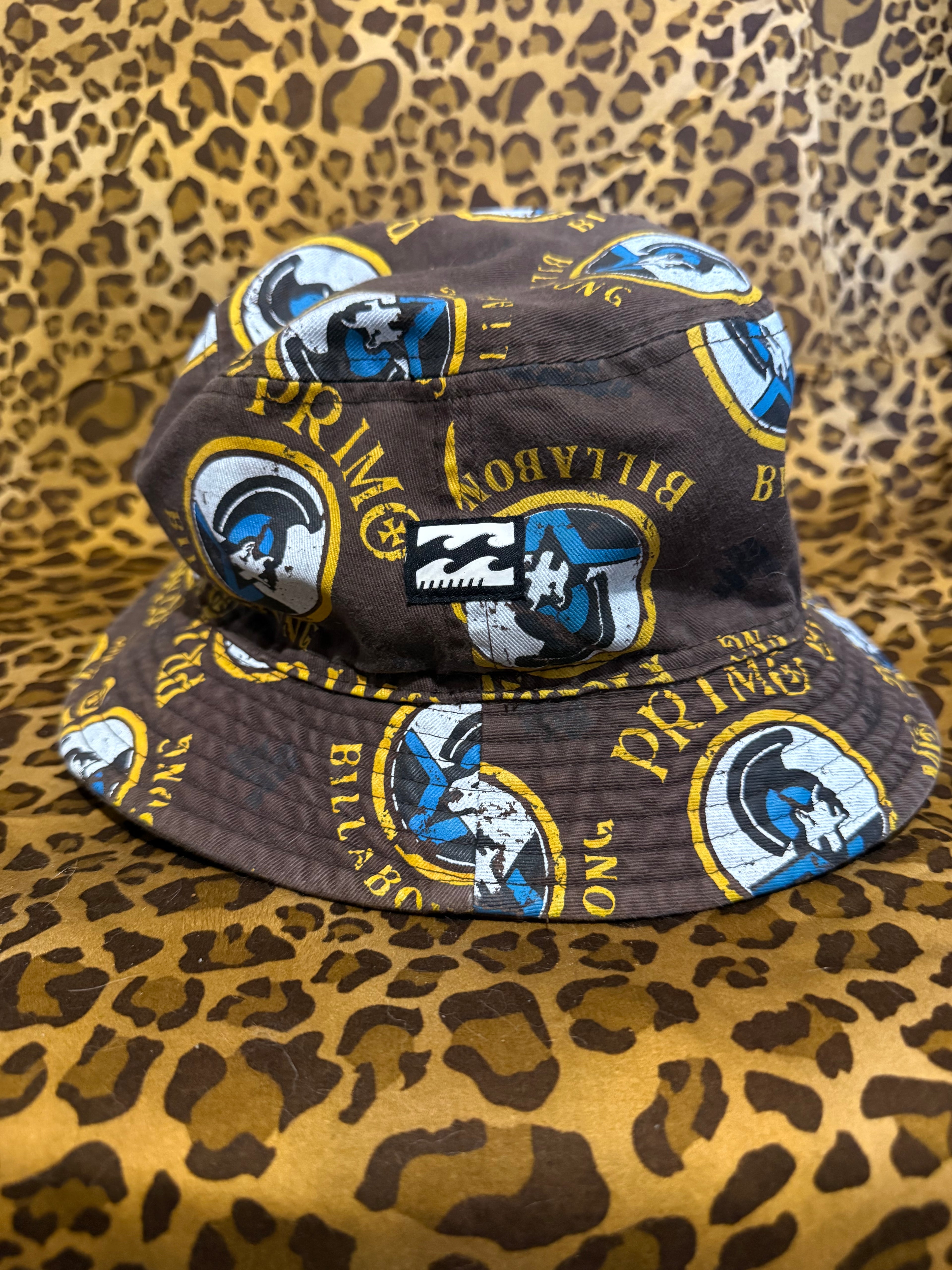 Vintage Billabong x Primo Beer Hawaiian Bucket Hat – Brown All-Over Print (OSFA)