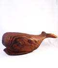 Vintage Mid-Century Modern Hand-Carved Wooden Sperm Whale Sculpture – Stylized MCM Nautical Folk Art