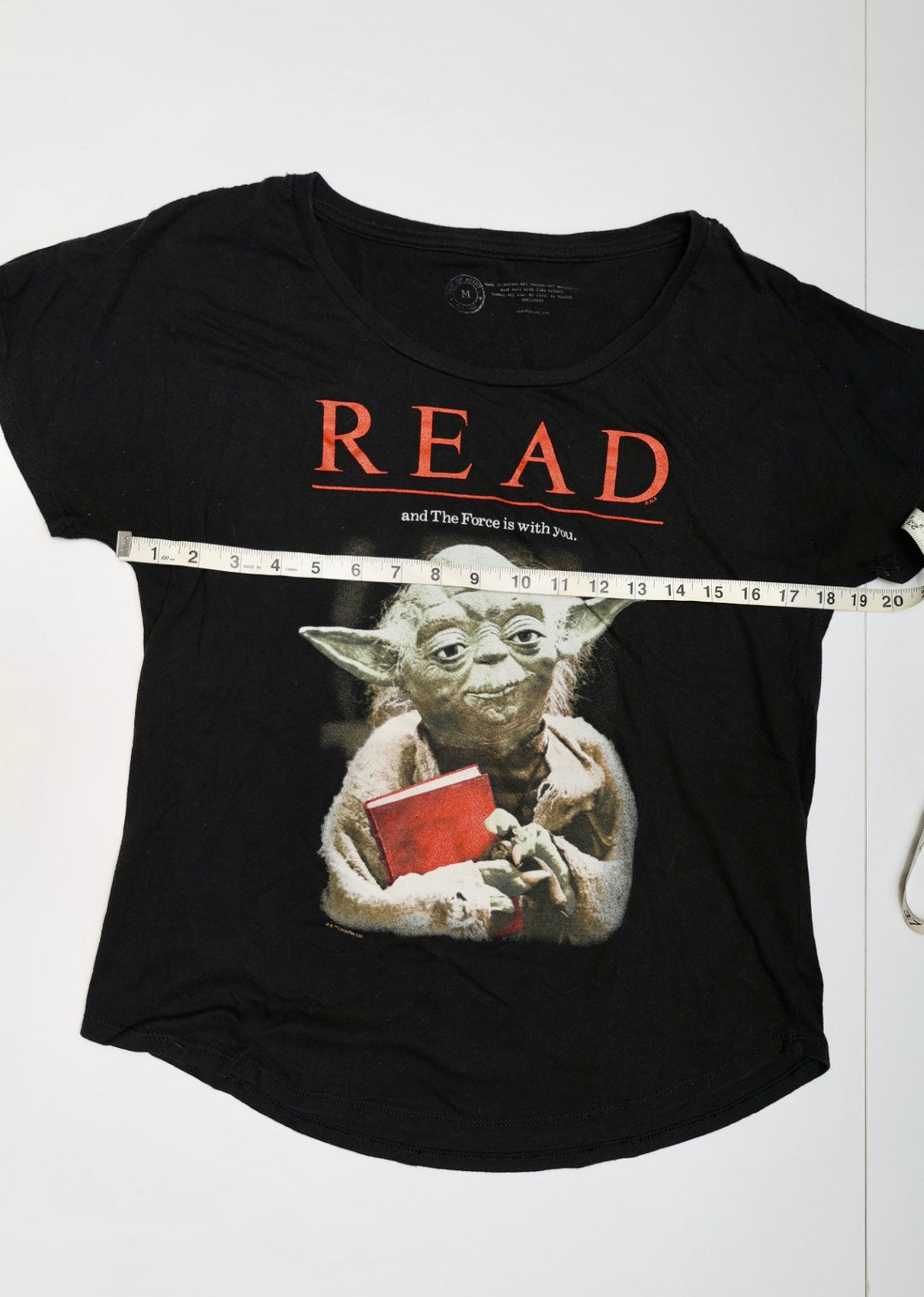 Star Wars Yoda "READ and The Force is with you" Graphic T-Shirt - Black, Size M