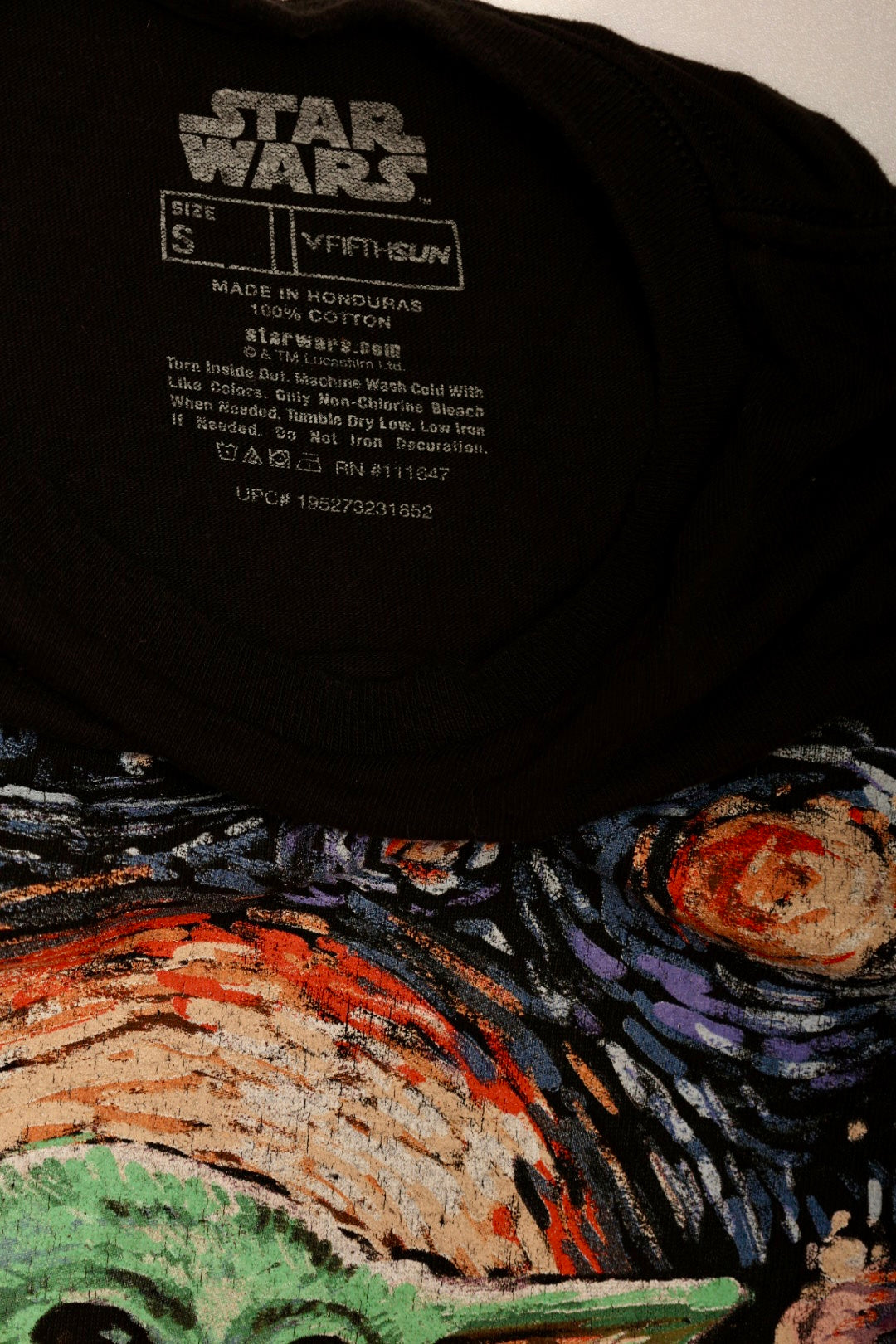 Star Wars Grogu Baby Yoda Starry Night Black Graphic T-Shirt, Size Small