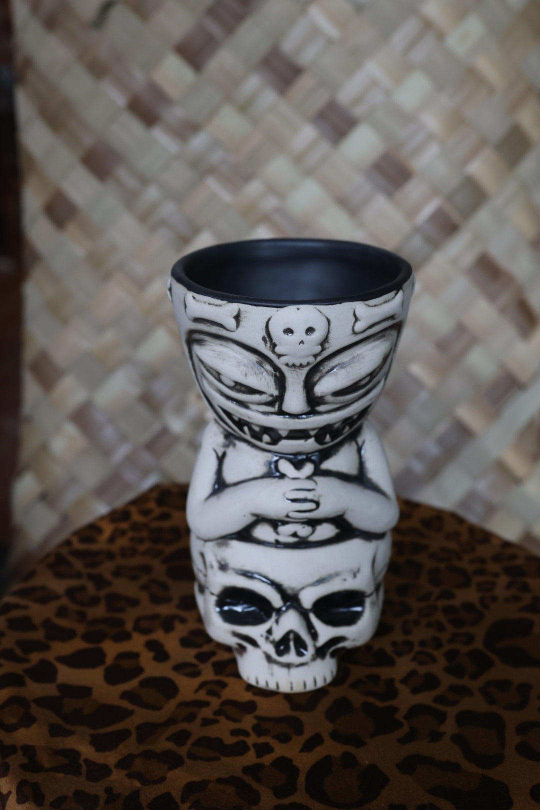 Tiki Mug Skully Totem Three Dots and a Dash Chicago Tiki Farm Flounder New