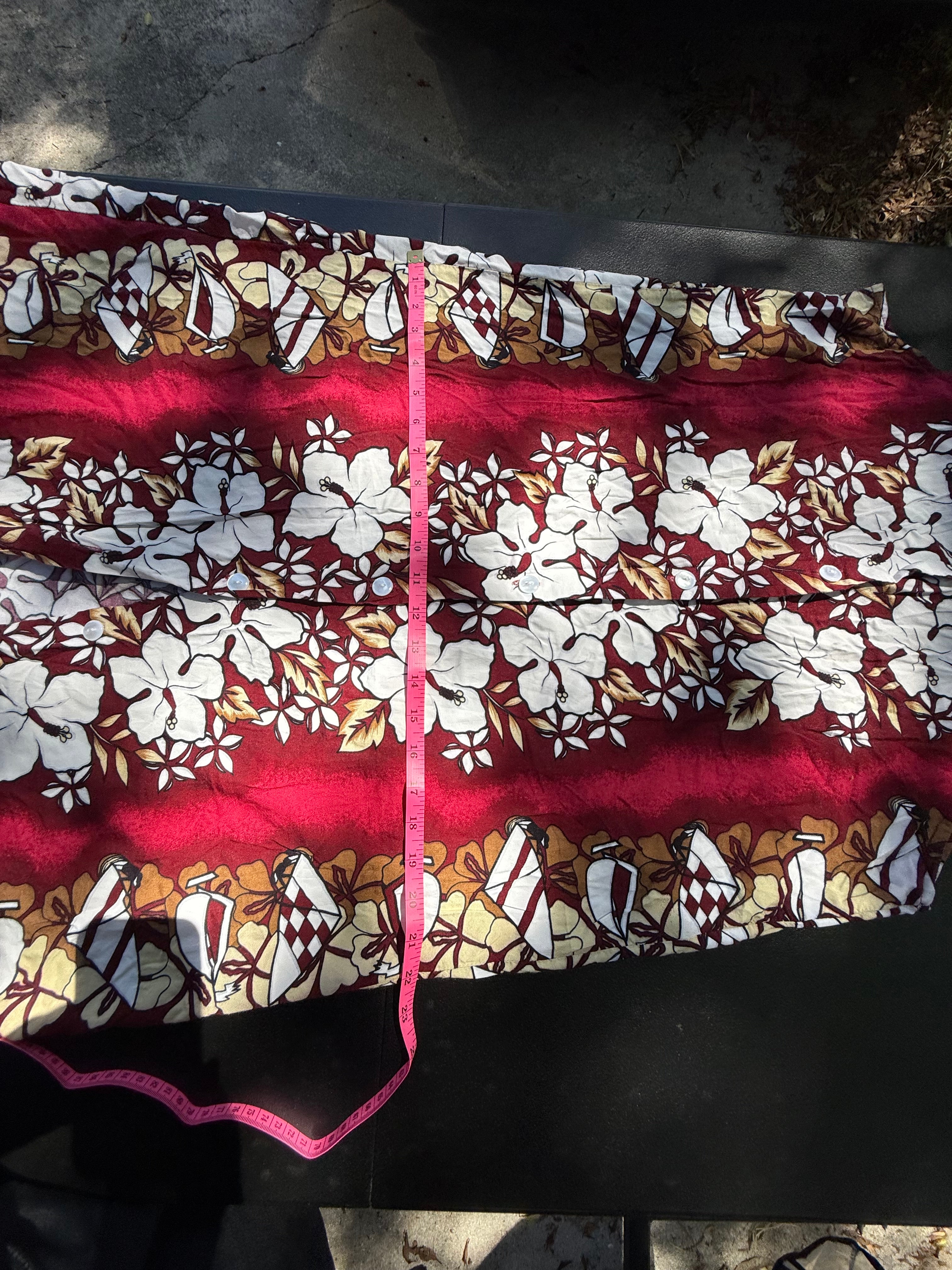 Hibiscus Collection Hawaii | Vintage Tropical Hibiscus & Sailboat Print Maxi Dress