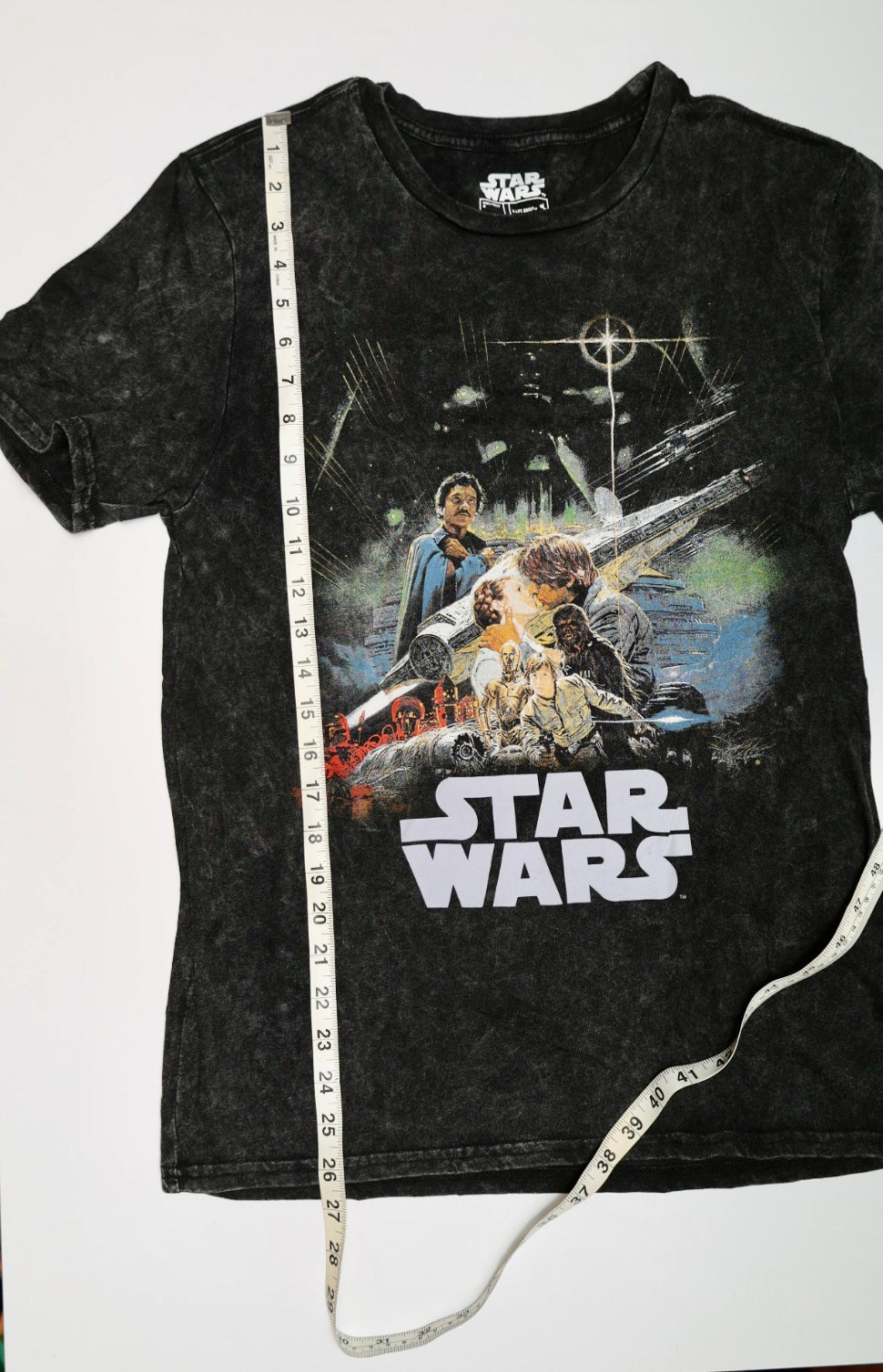 Star Wars Graphic T-Shirt | Men’s Medium | Vintage Acid Wash Gray/Black Classic Poster Art