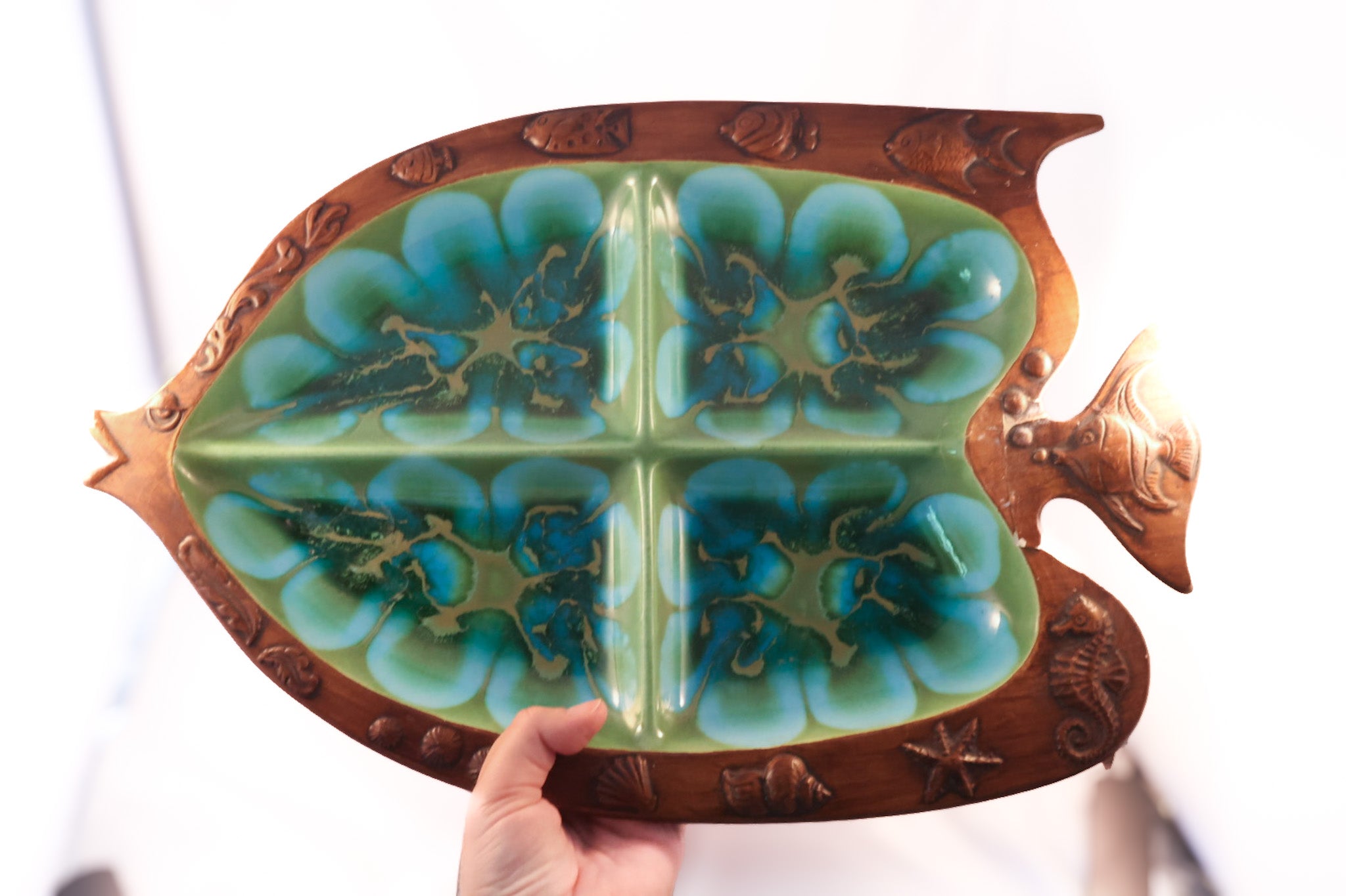 Vintage Treasure Craft No. 390 Fish Divided Serving Platter