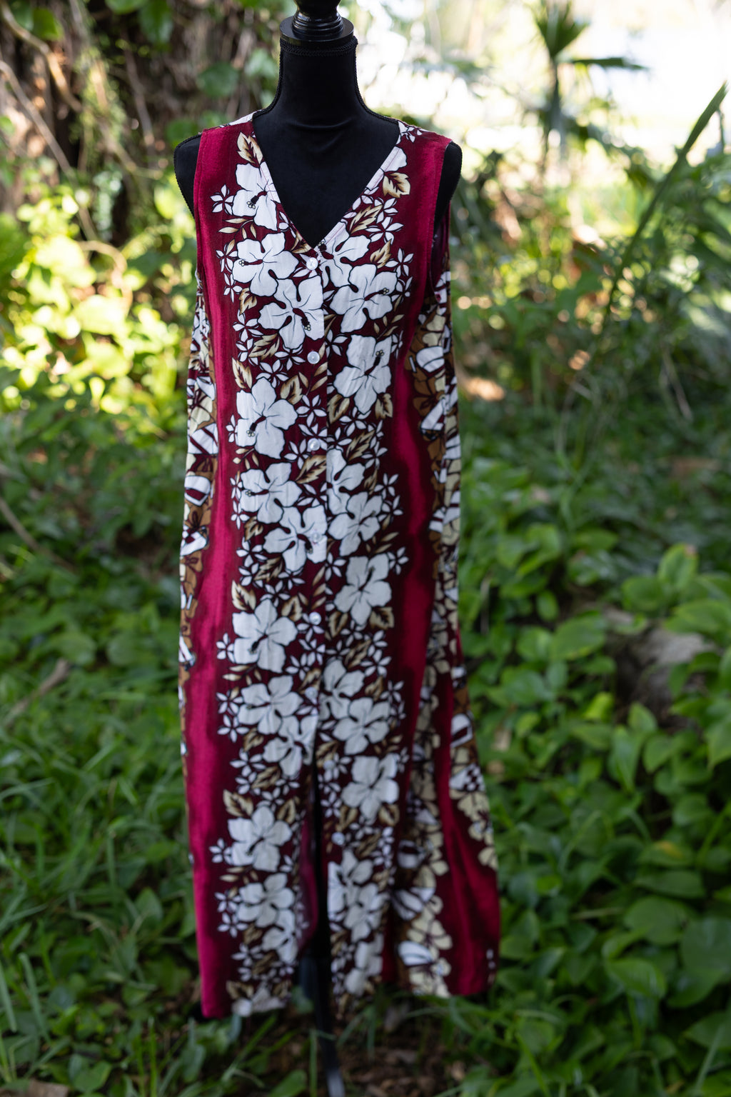 Hibiscus Collection Hawaii | Vintage Tropical Hibiscus & Sailboat Print Maxi Dress