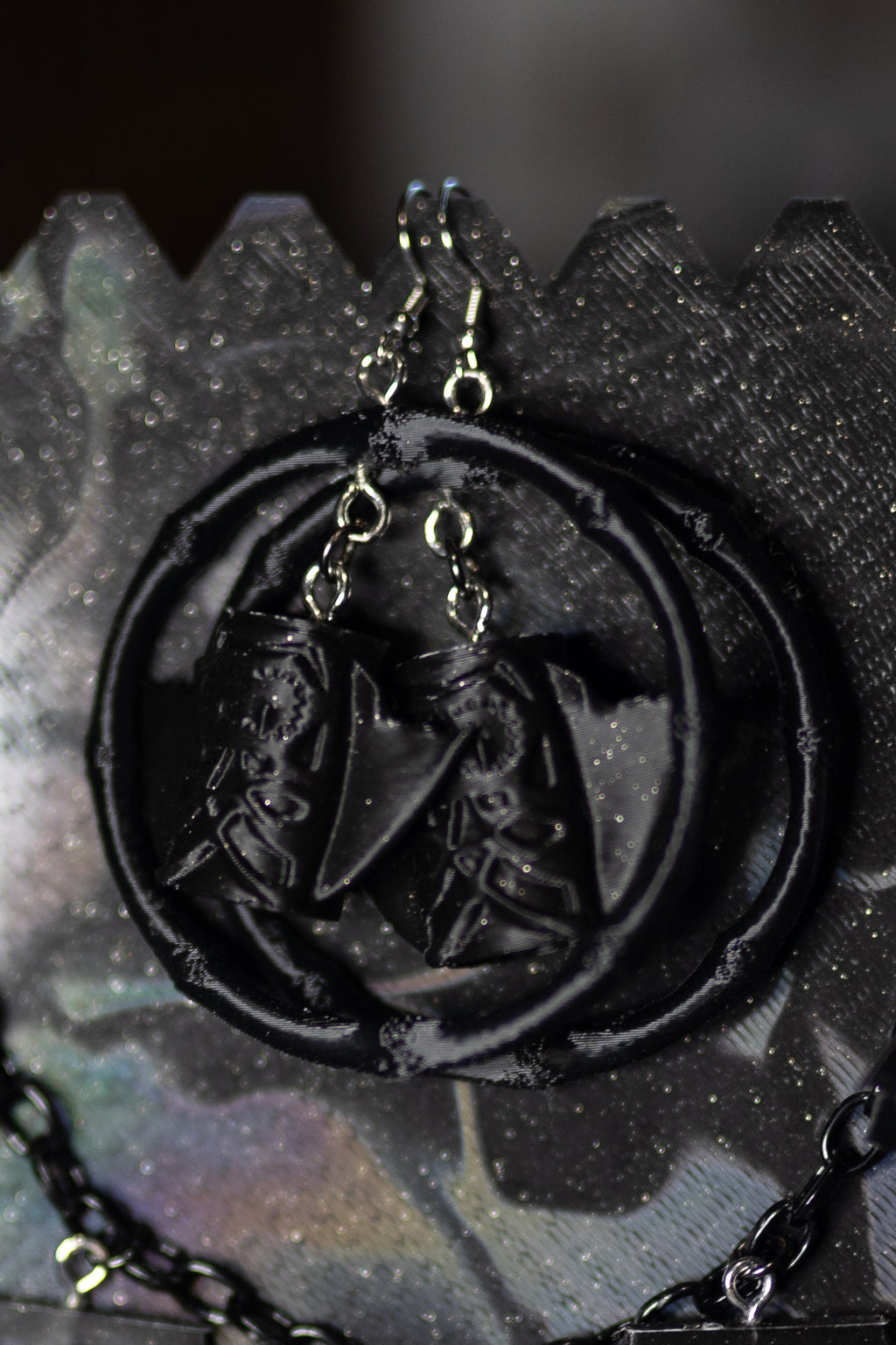 Tiki Goth Club Mug Earrings with Bamboo Hoop