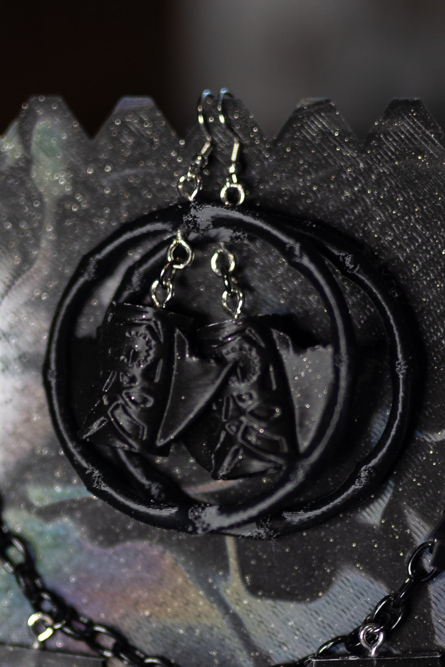 Tiki Goth Club Mug Earrings with Bamboo Hoop