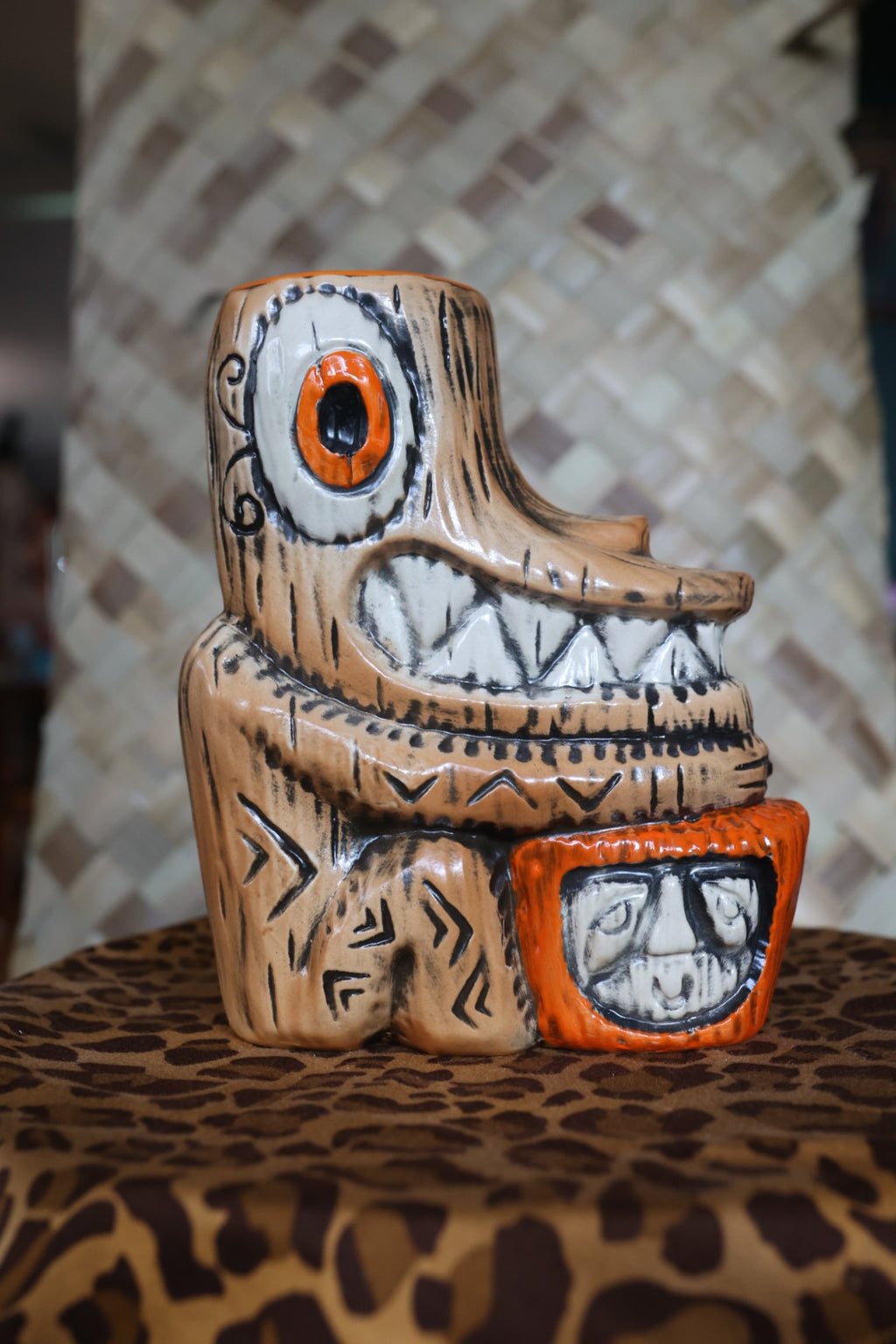 Tiki tOny's Enchanted Tiki Room Drummer ceramic Tiki Mug (Orange