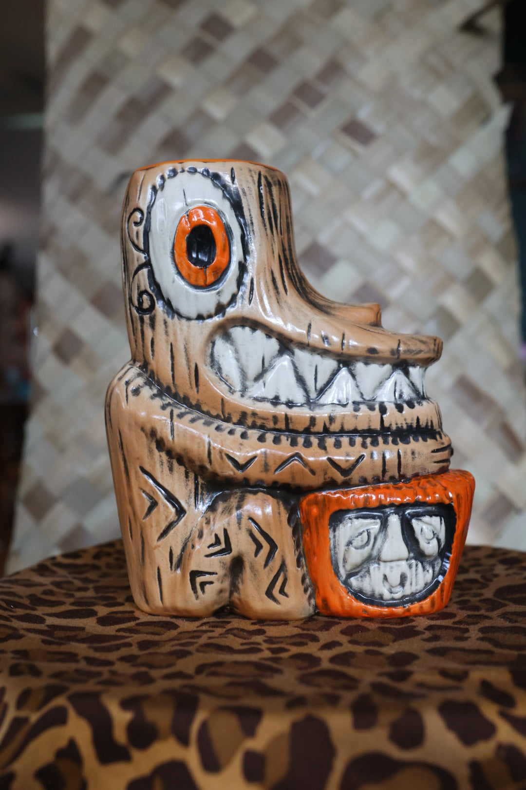 Tiki tOny's Enchanted Tiki Room Drummer ceramic Tiki Mug (Orange