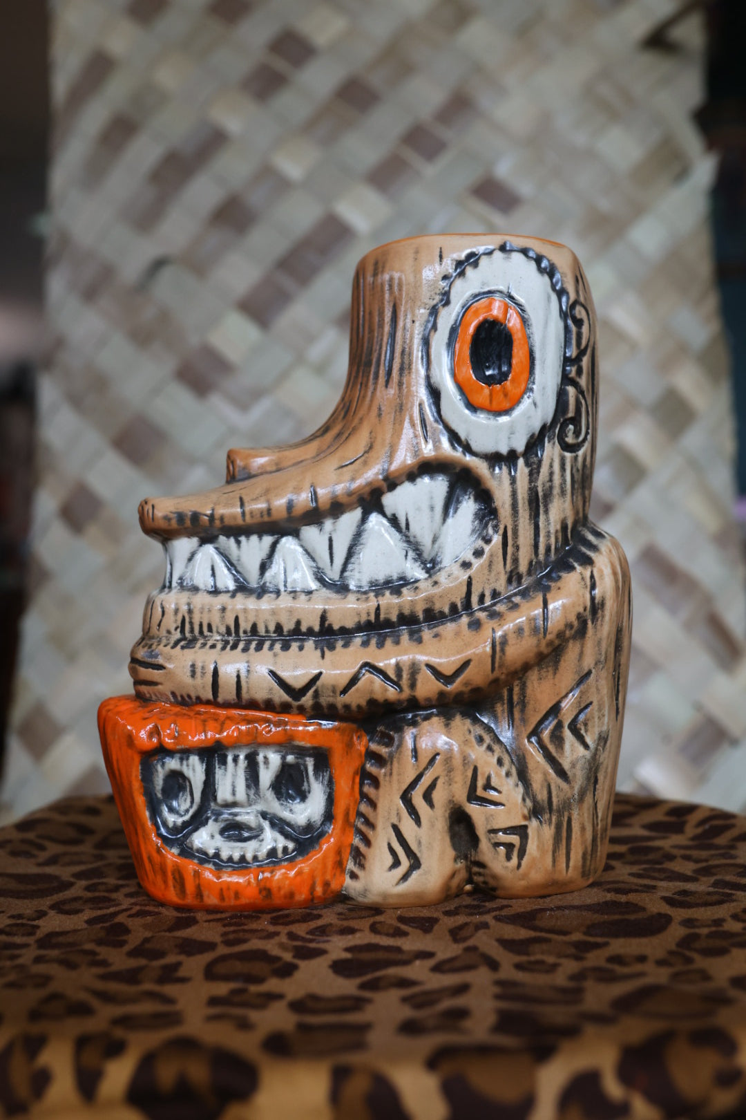 Tiki tOny's Enchanted Tiki Room Drummer ceramic Tiki Mug (Orange