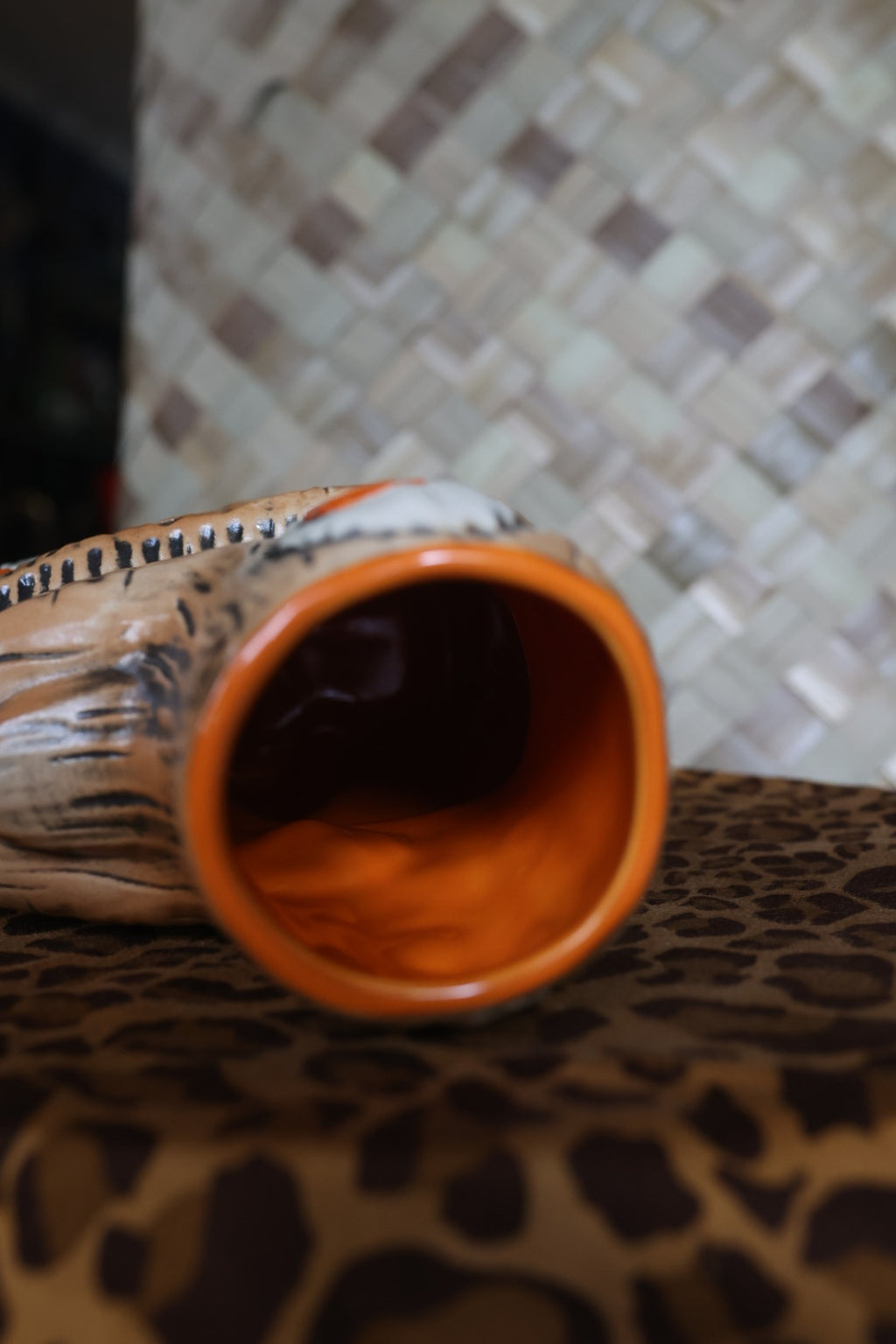 Tiki tOny's Enchanted Tiki Room Drummer ceramic Tiki Mug (Orange
