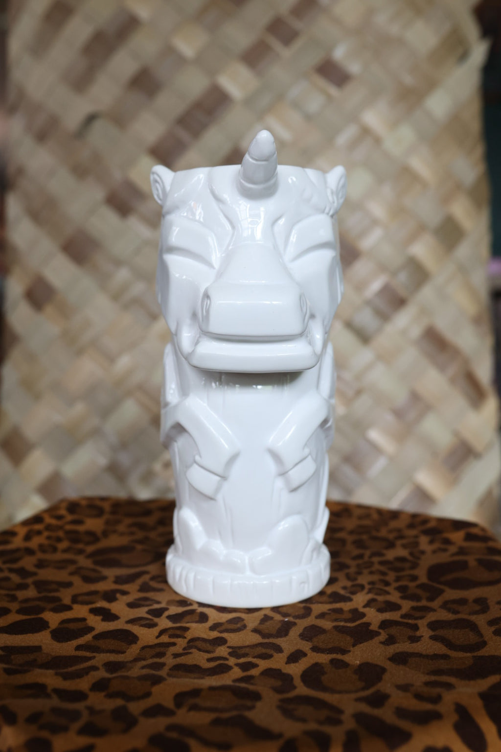 Think Geek Geeki Tikis Unicorn Tiki Mug Glass Cup Collectible White RARE