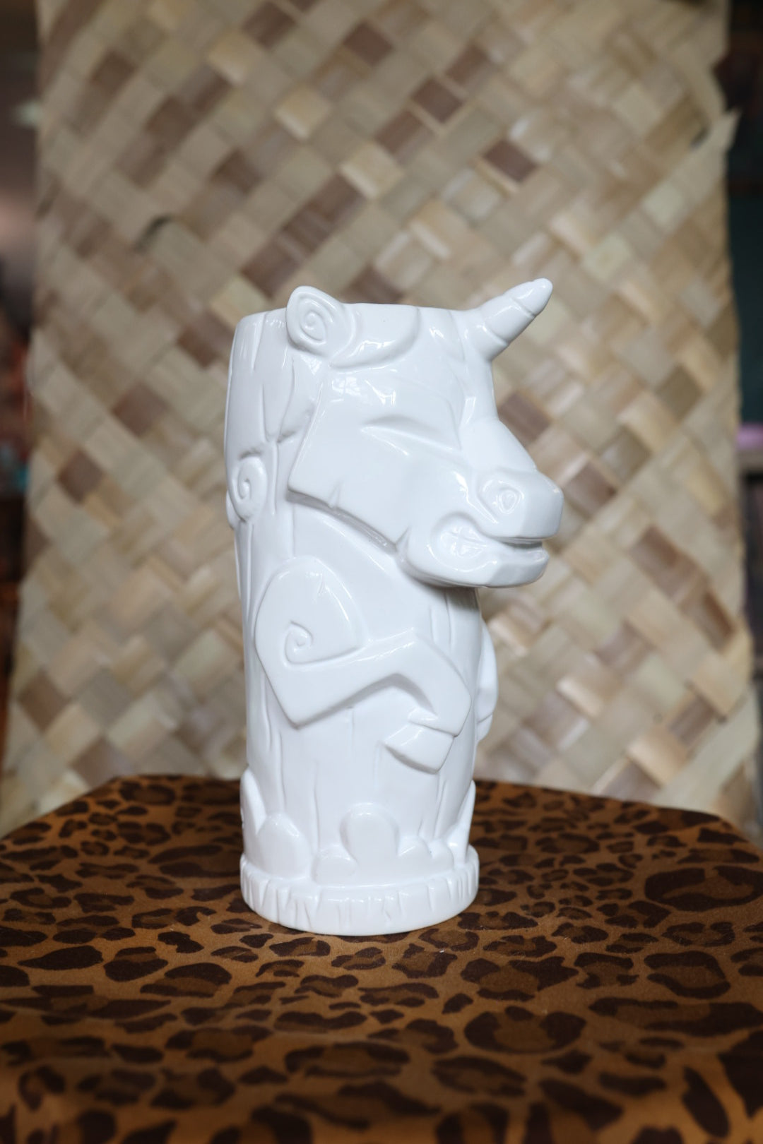 Think Geek Geeki Tikis Unicorn Tiki Mug Glass Cup Collectible White RARE