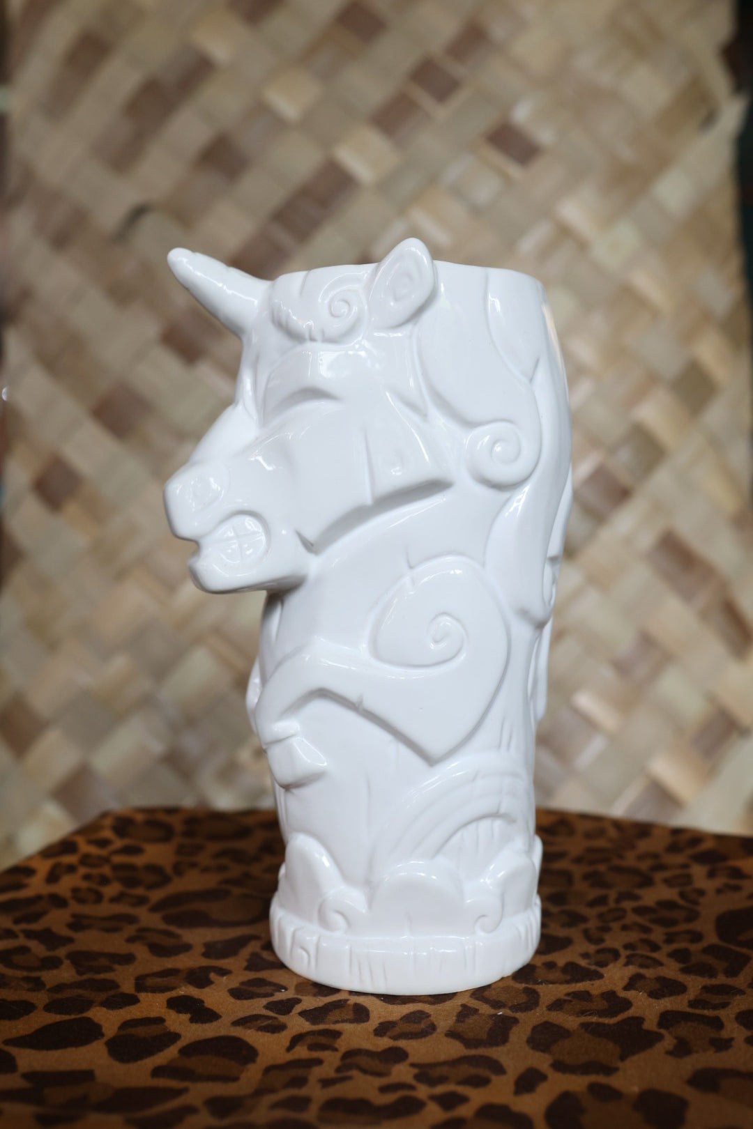 Think Geek Geeki Tikis Unicorn Tiki Mug Glass Cup Collectible White RARE